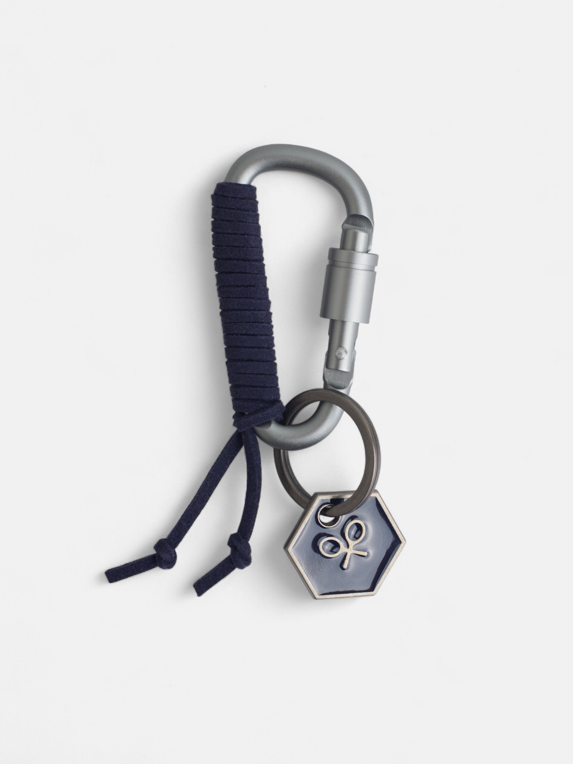 Porte-clés breloque mousqueton bleu marine