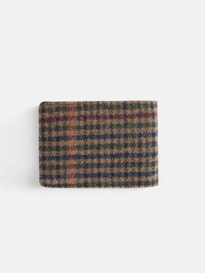 Cartera piel tejido cuadros marron