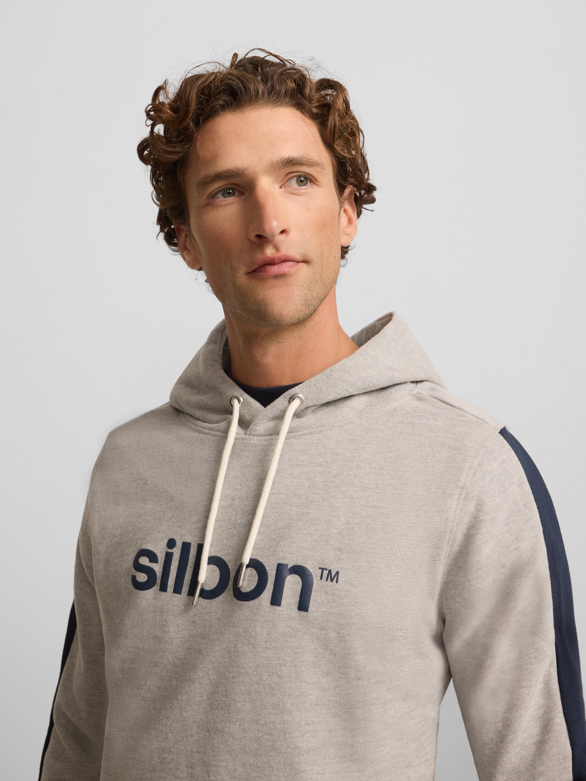 Grey Hooded Sports Sweatshirt