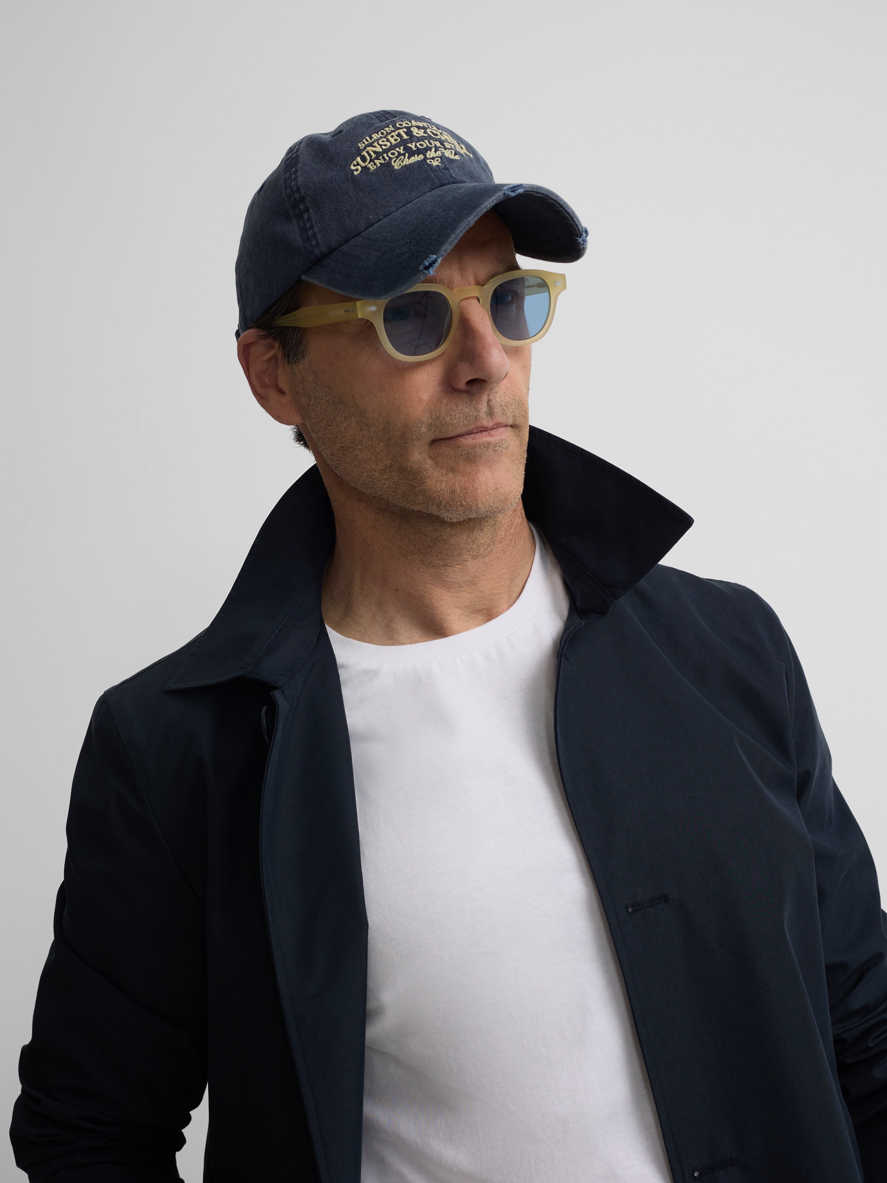 Navy short trench coat