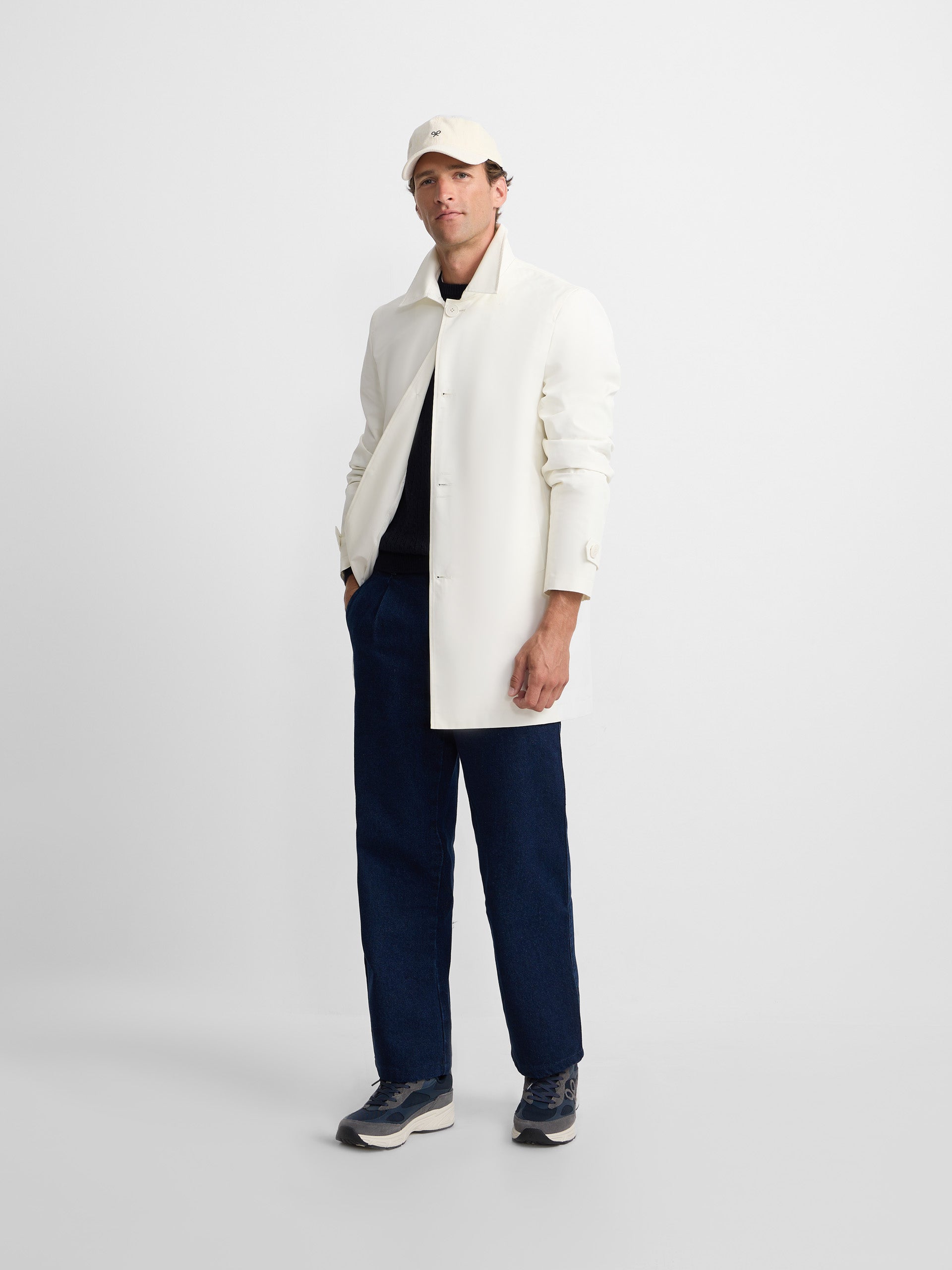 Gabardina curta bege