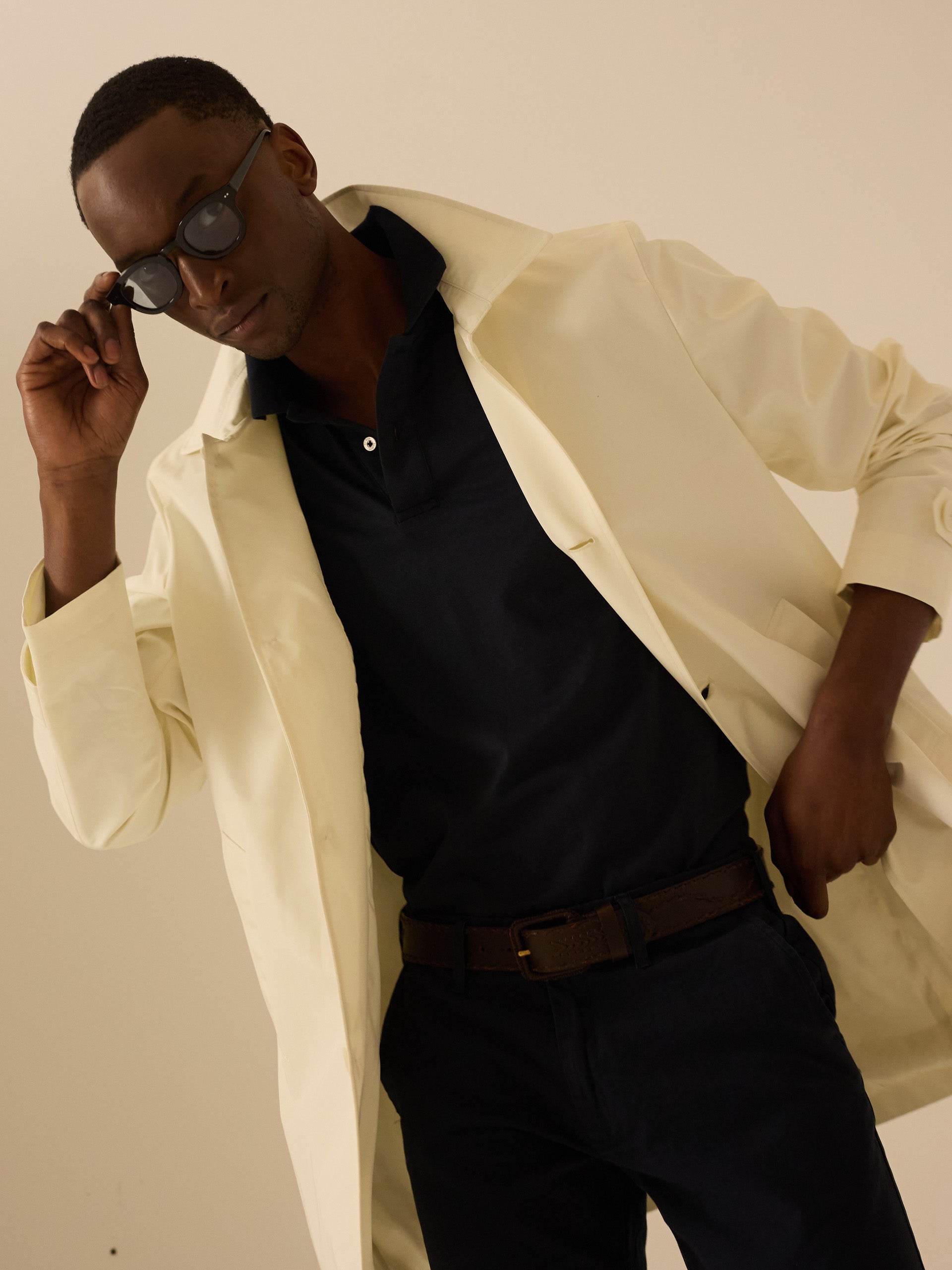 Short beige trench coat