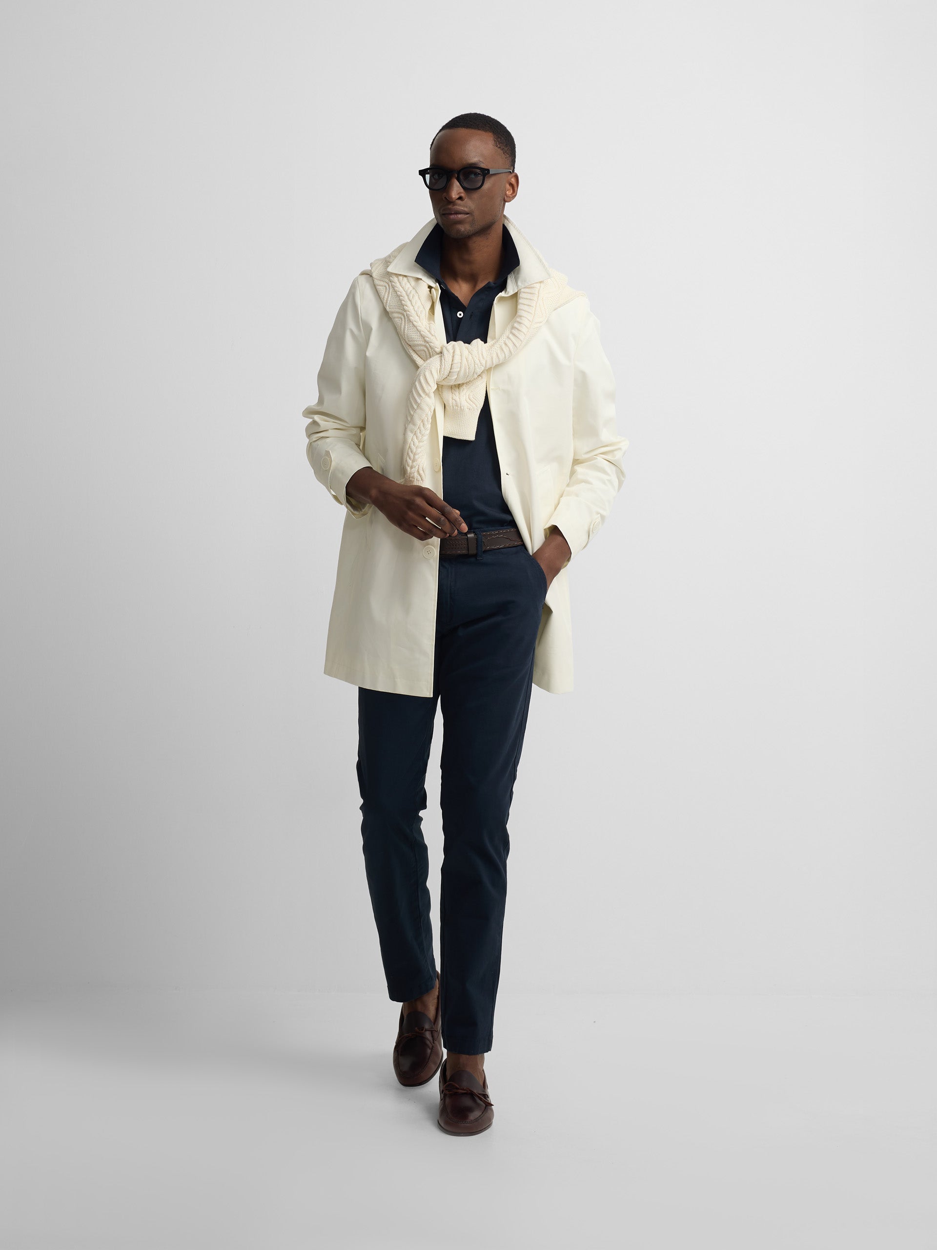 Short beige trench coat