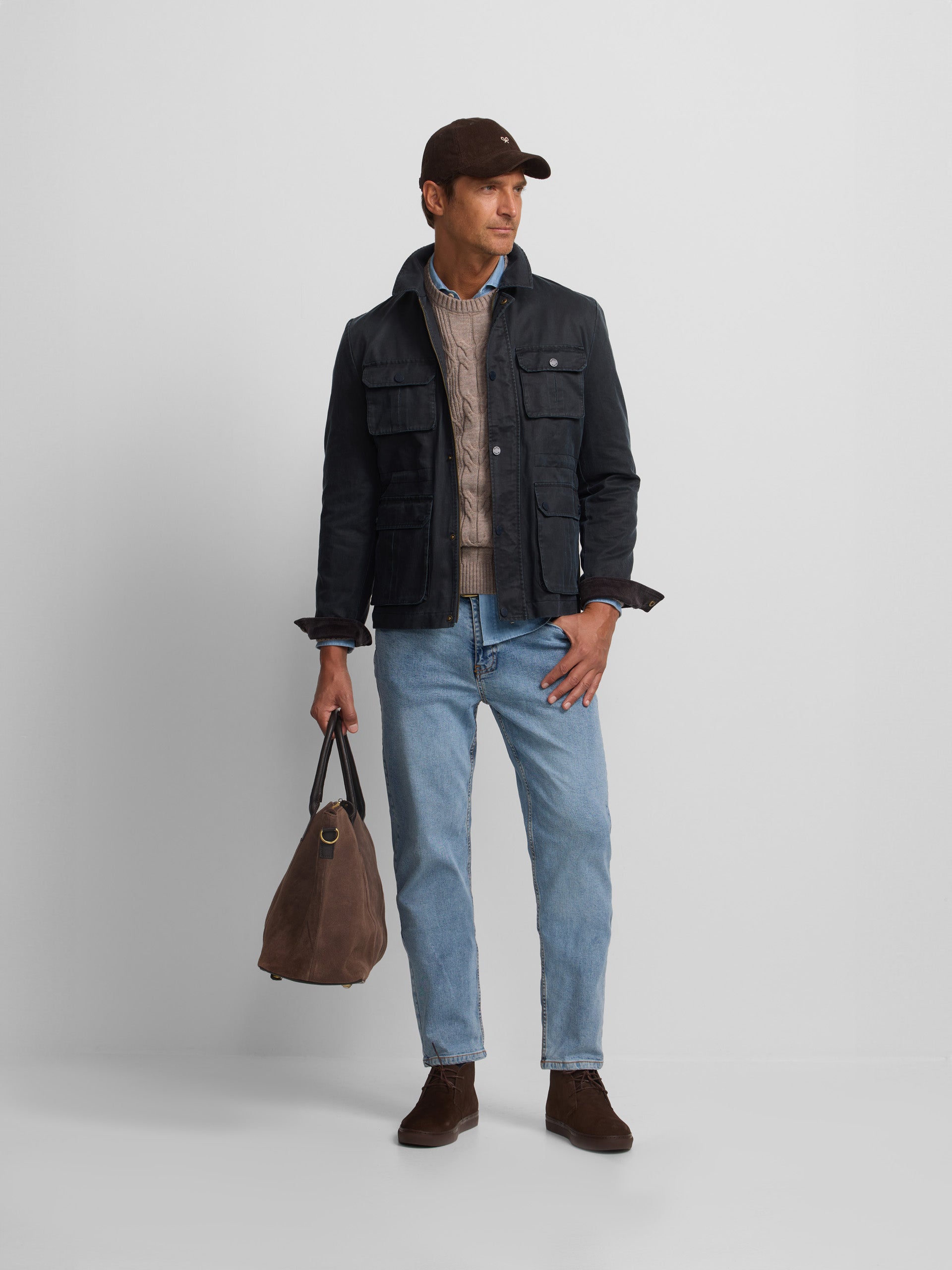 Navy blue jacket with pockets