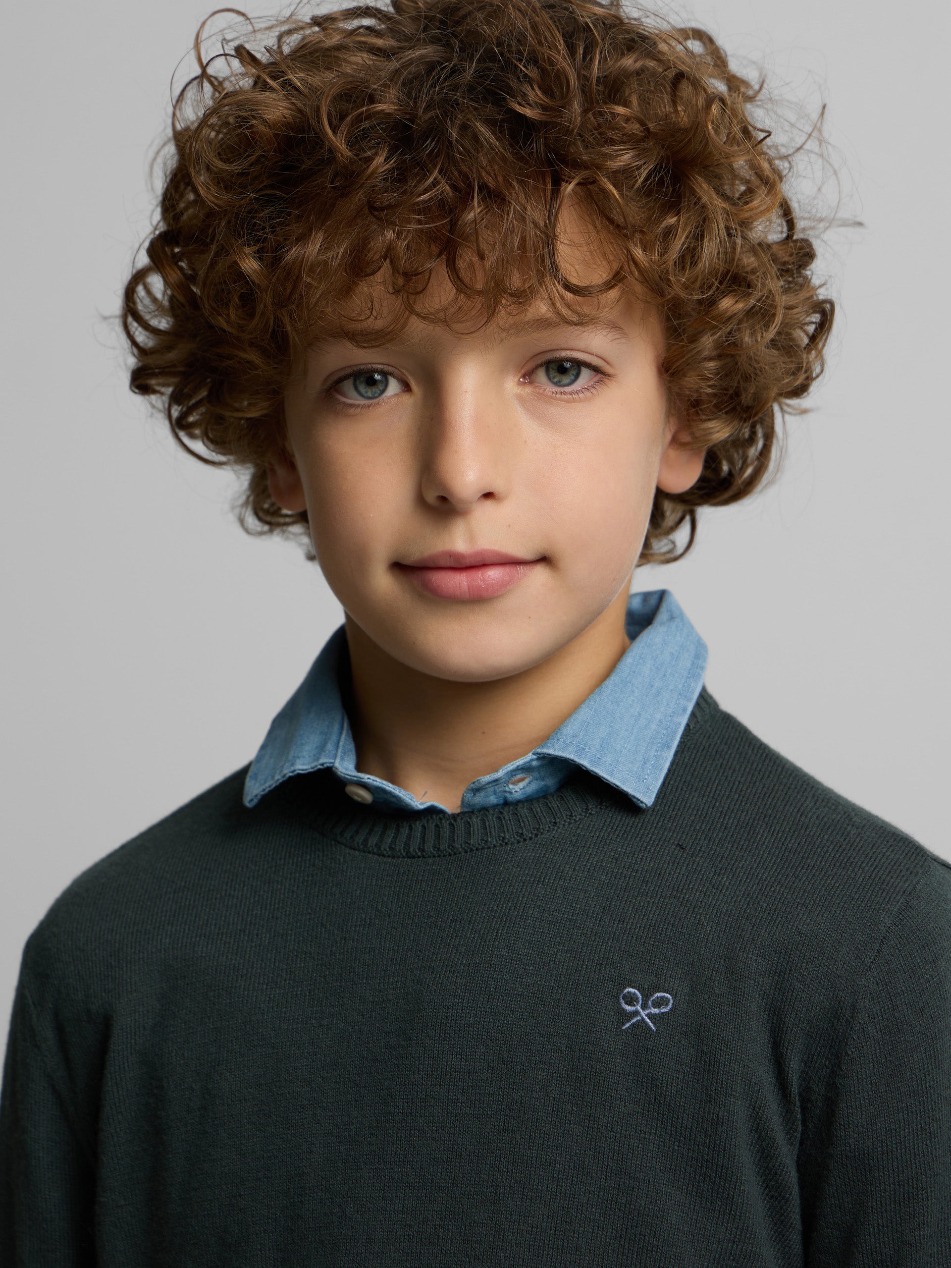 Camisola de criança gola redonda verde