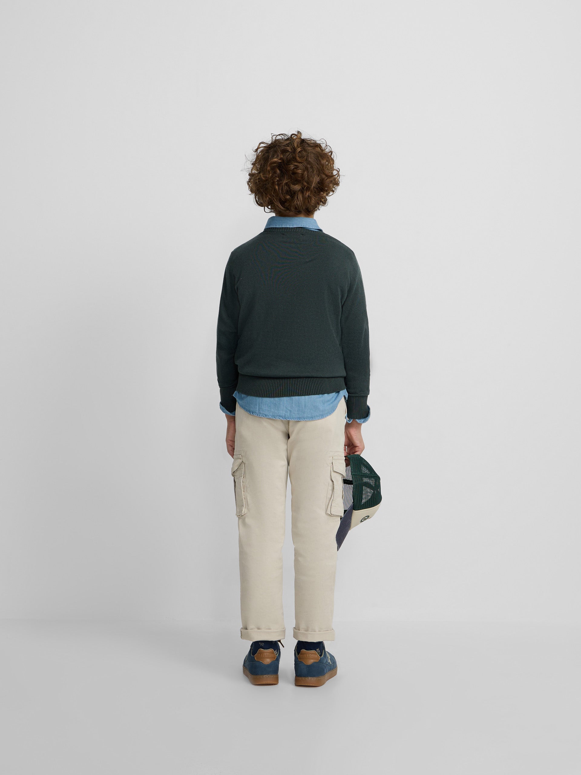 Camisola de criança gola redonda verde