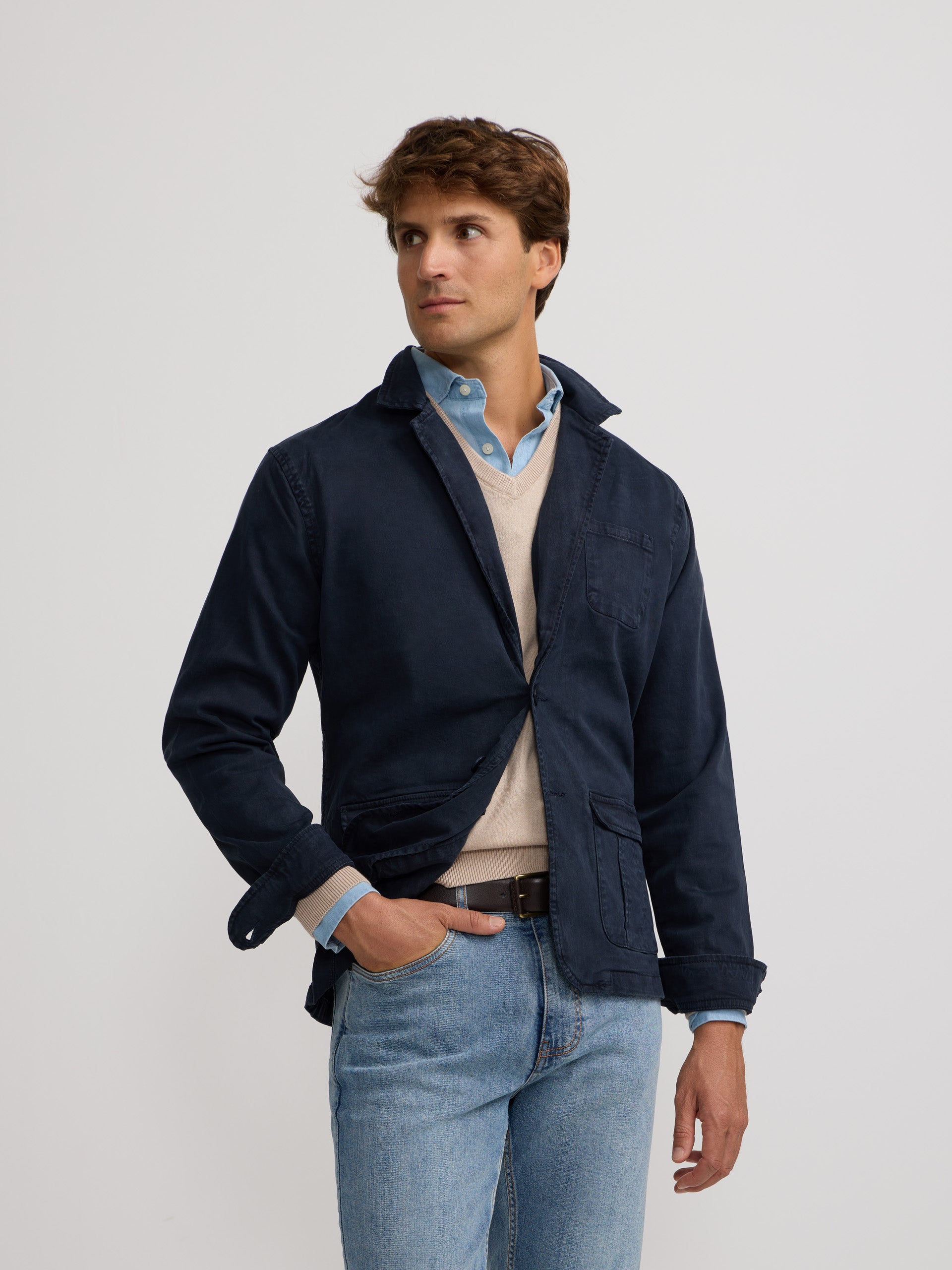 Blazer casual azul-marinho