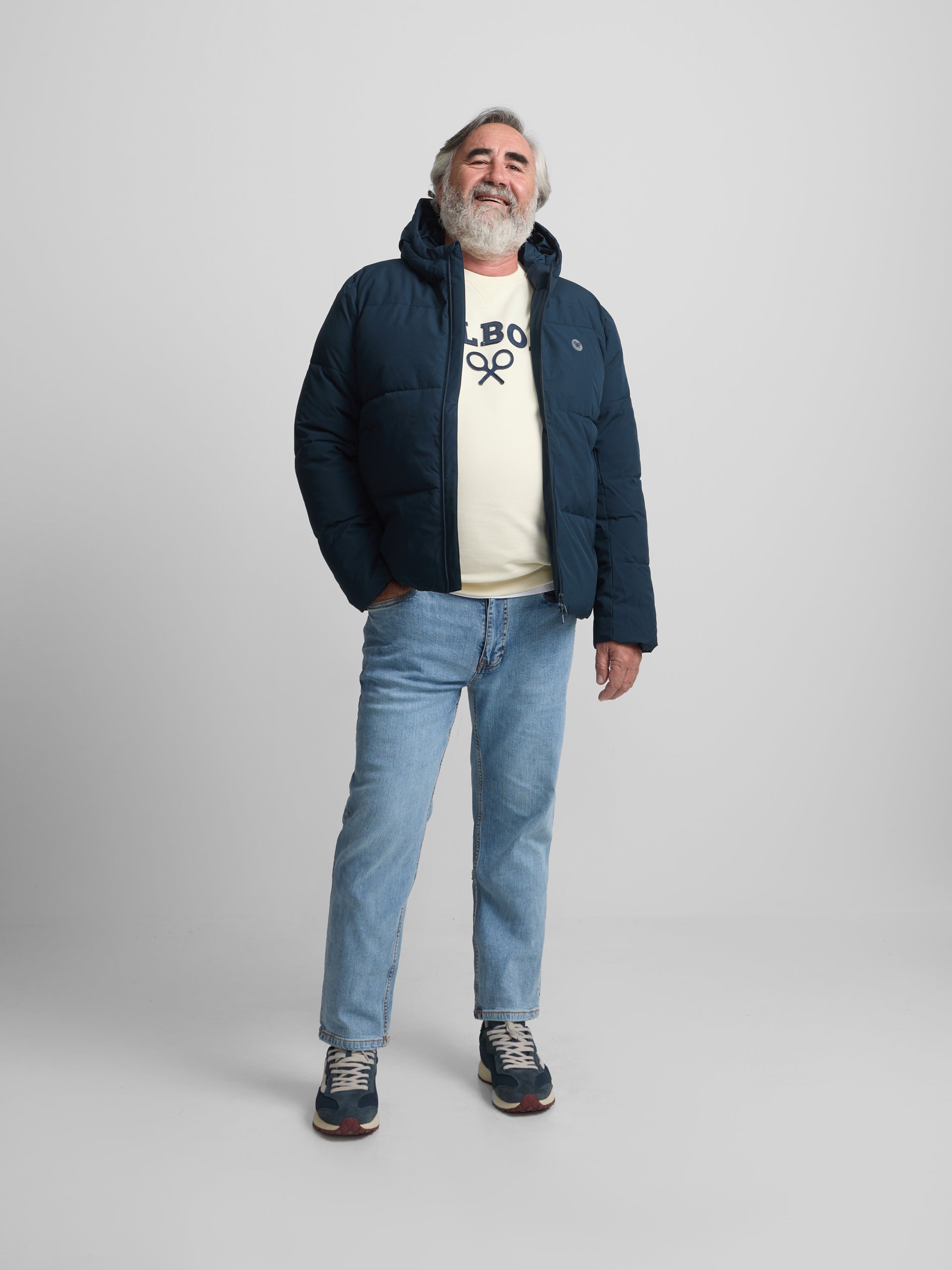 Manteau technique chaud à capuche marine