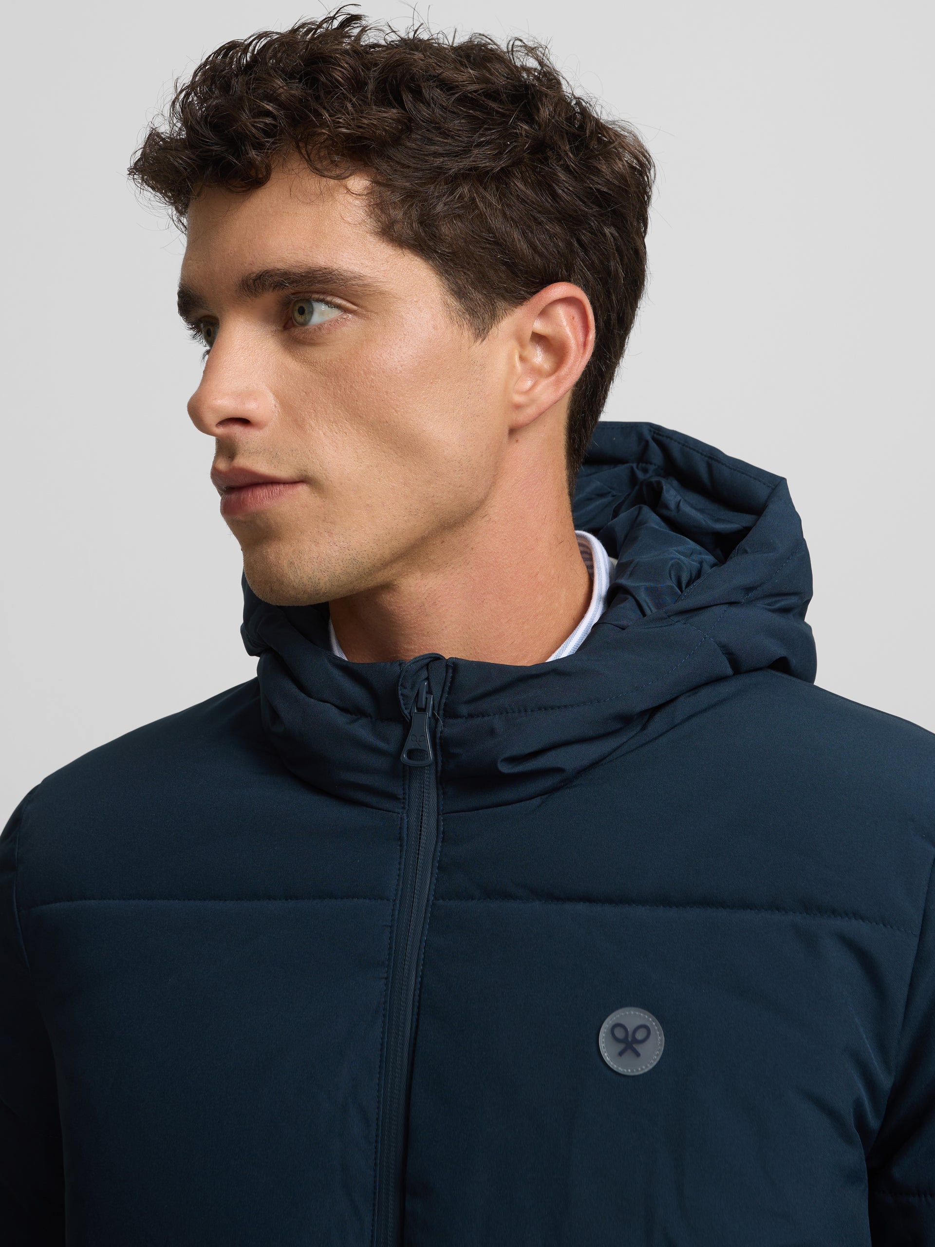 Manteau technique chaud à capuche marine