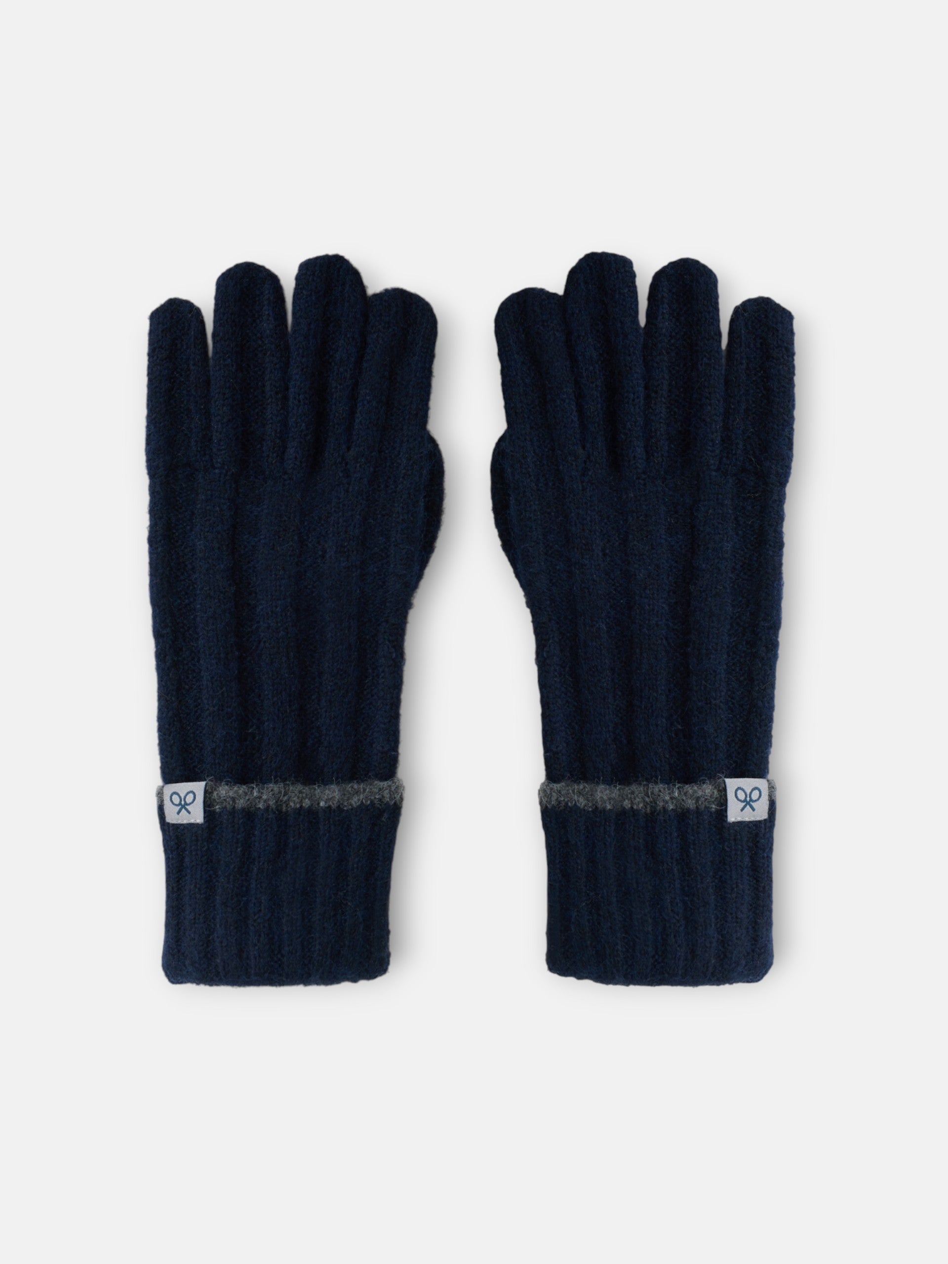 Gants en maille à rayures contrastées bleu marine
