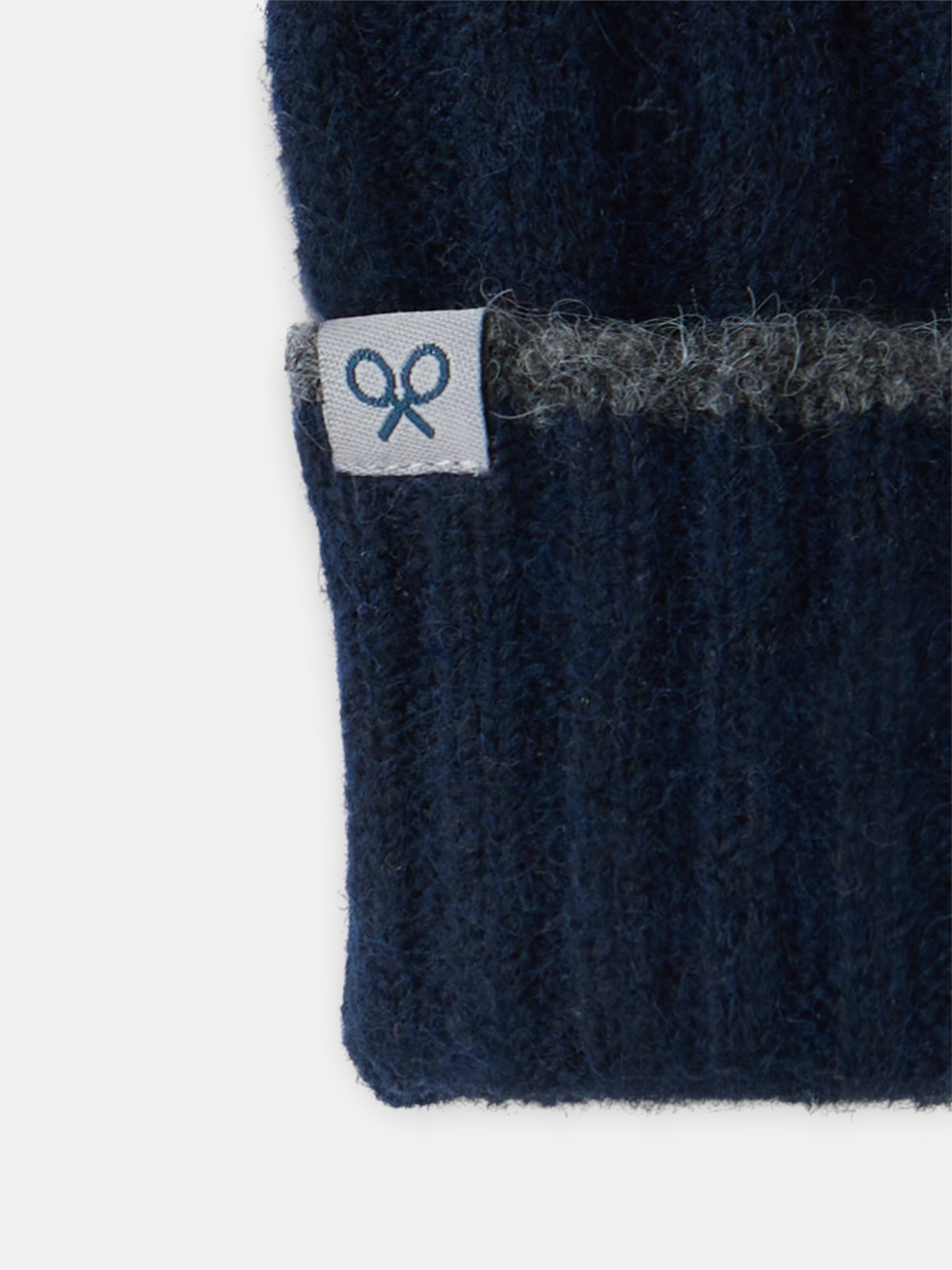 Gants en maille à rayures contrastées bleu marine