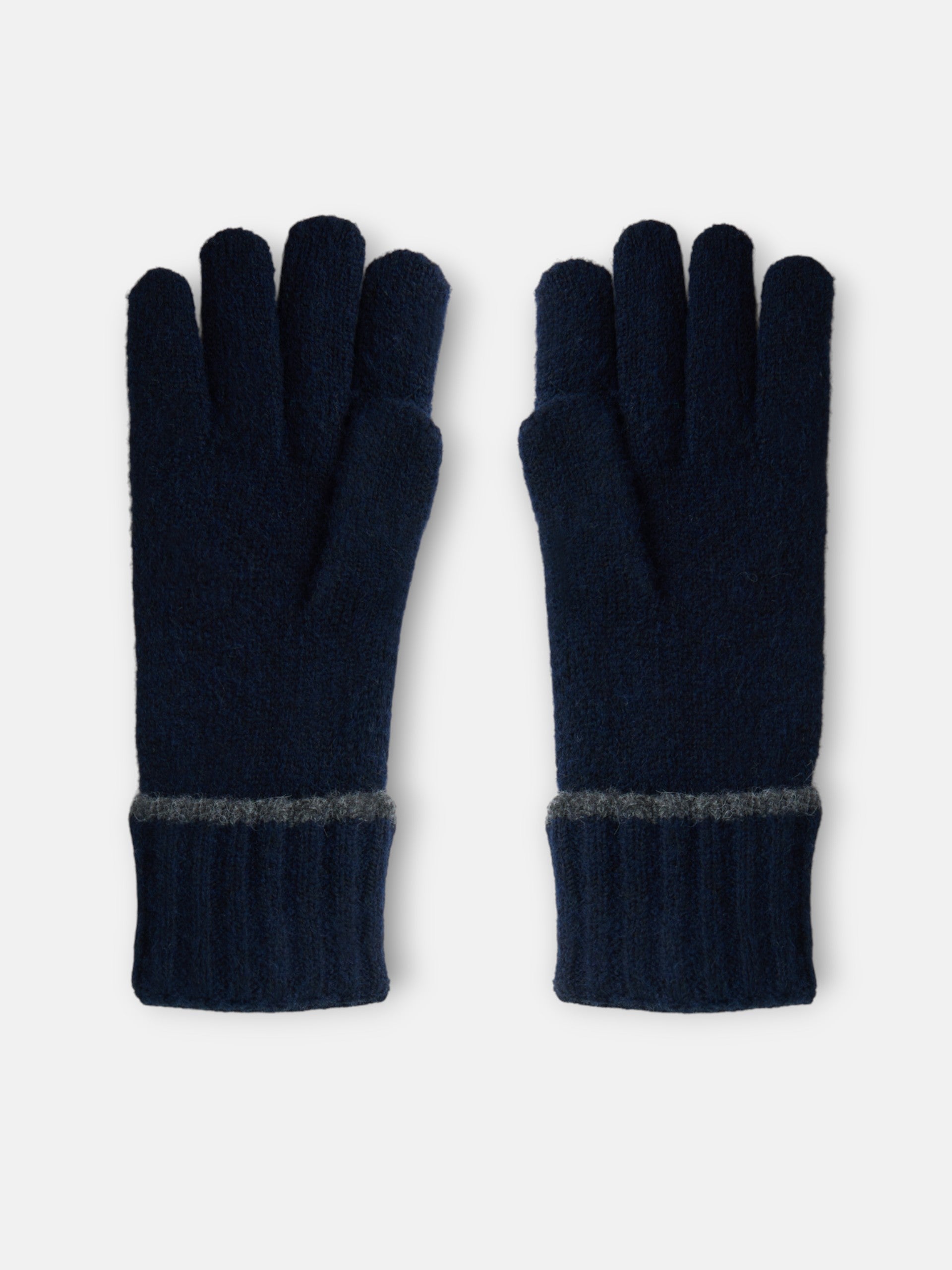 Gants en maille à rayures contrastées bleu marine