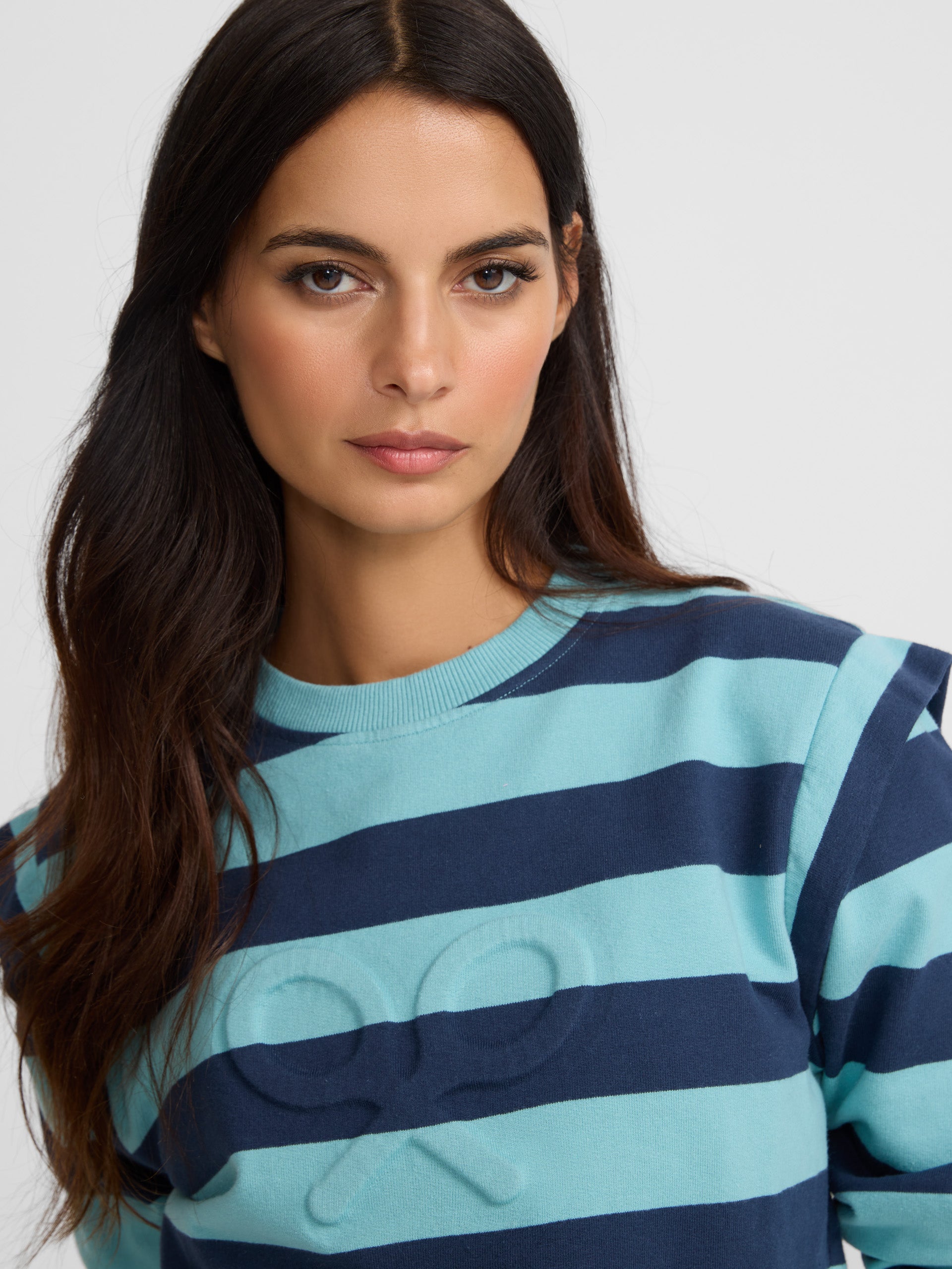 Sudadera woman hombreras rayas azules - Main Image