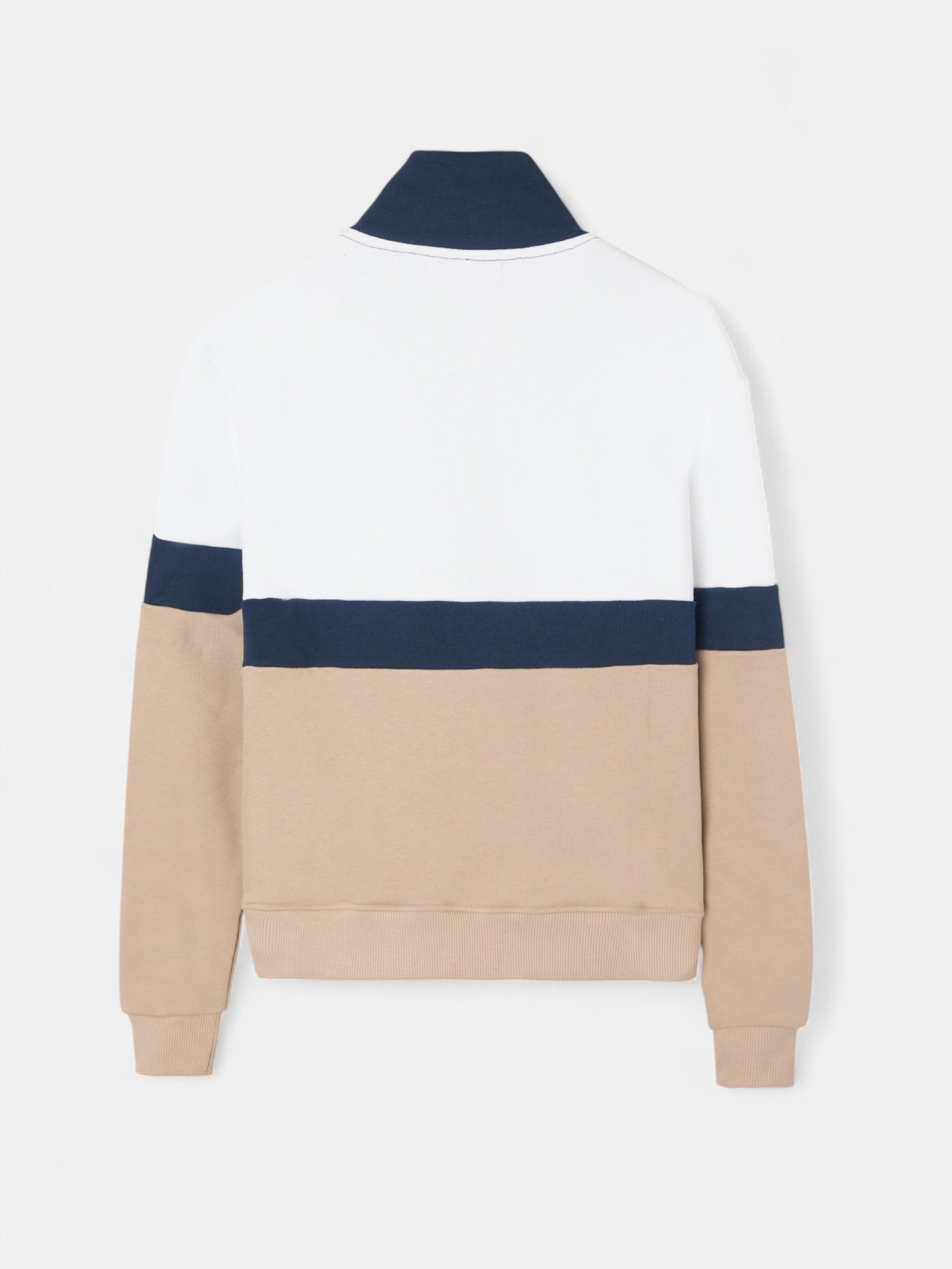 Sweatshirt mulher tricolor azul-marinho e bege