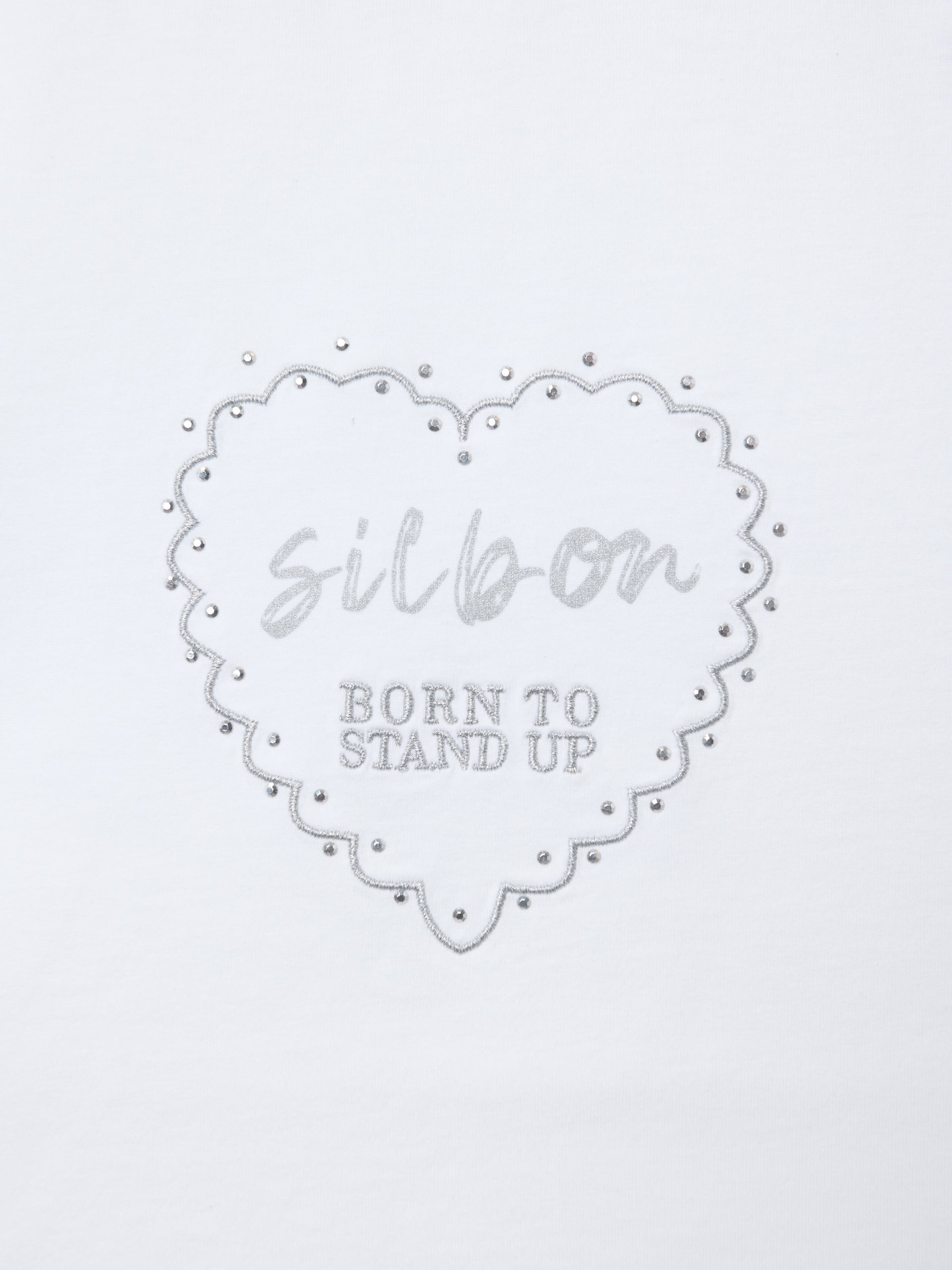 Camiseta woman roll out corazon tachas blanca