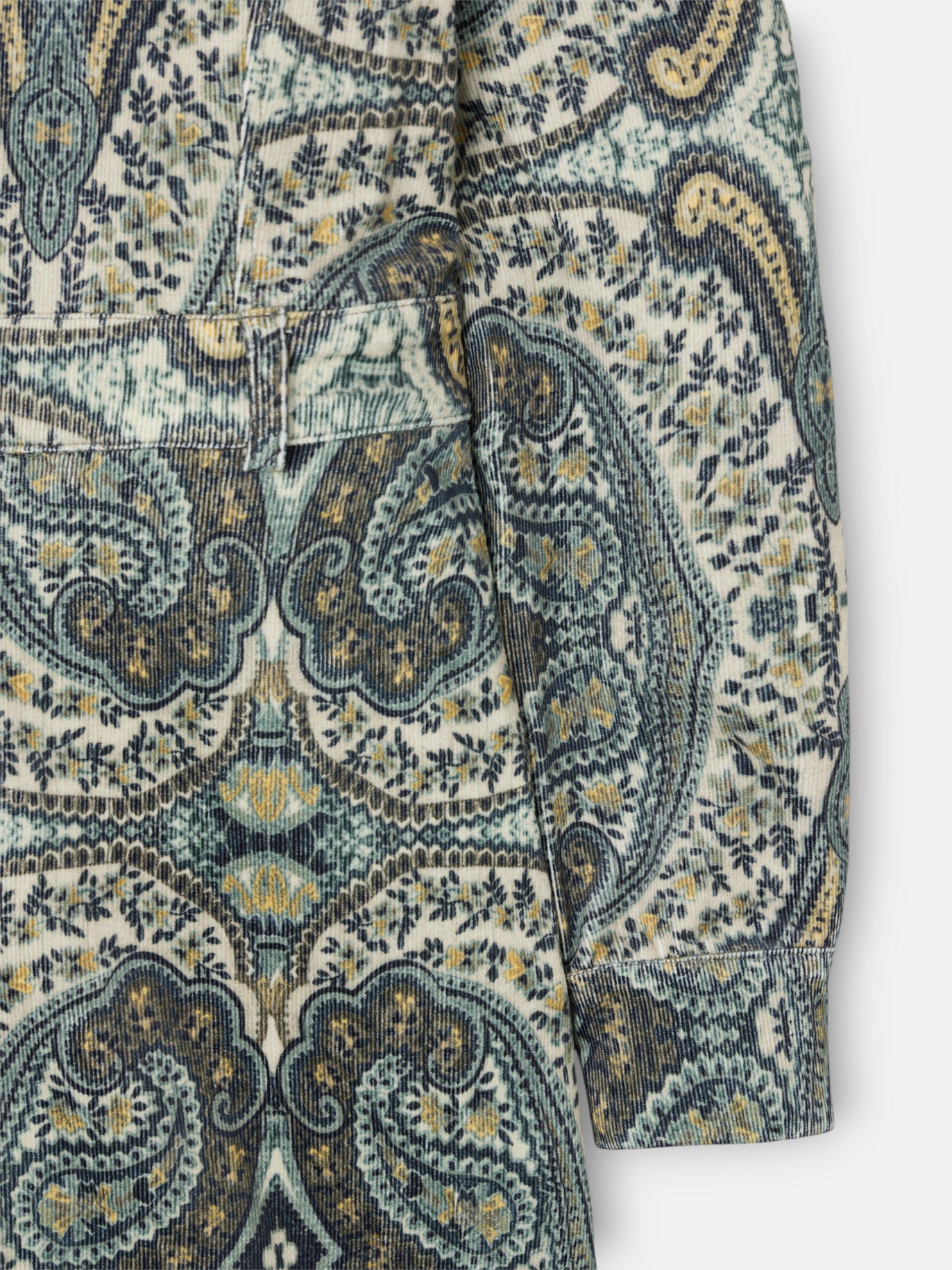 Green cashmere print corduroy jumpsuit