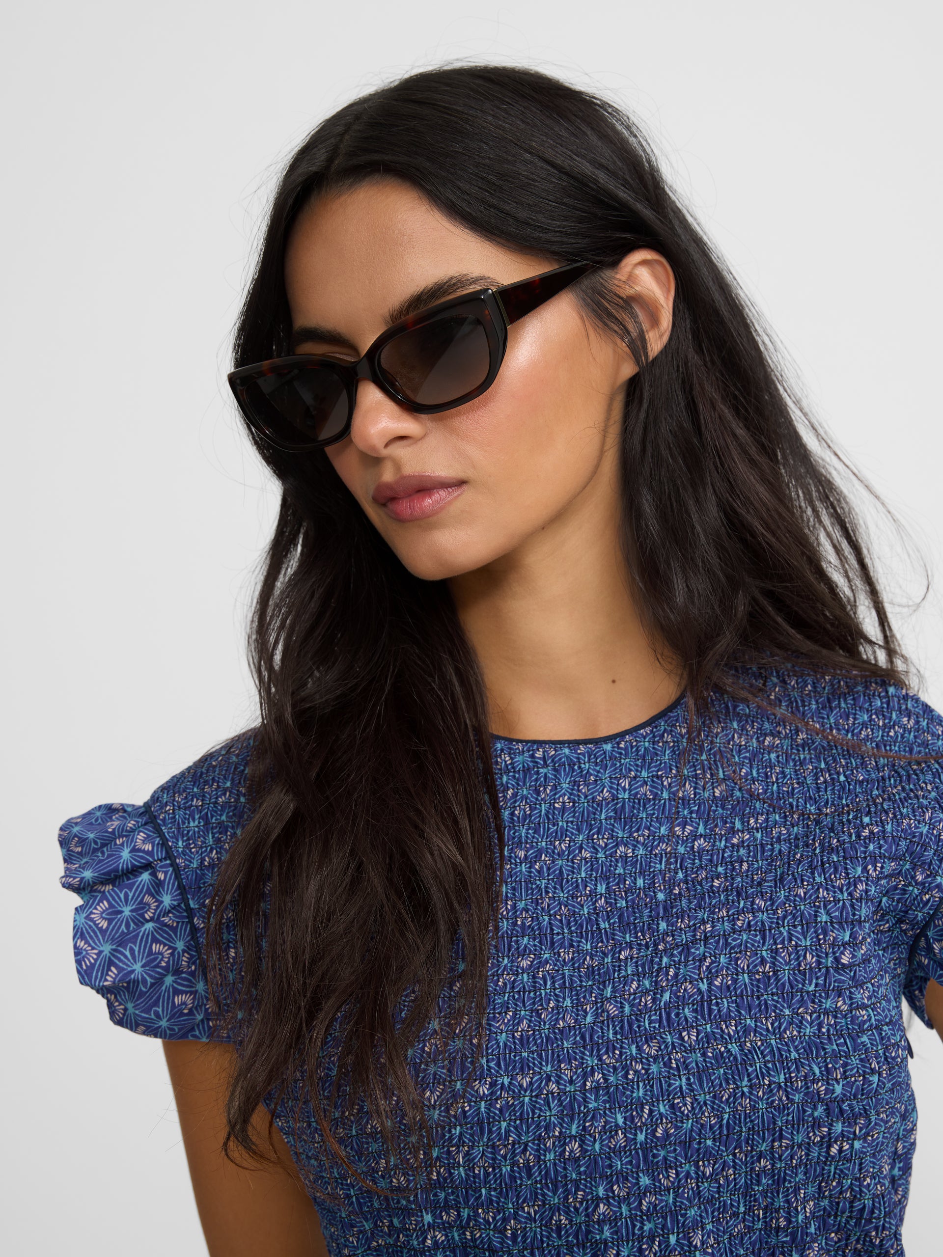 Blue printed ruched mini dress