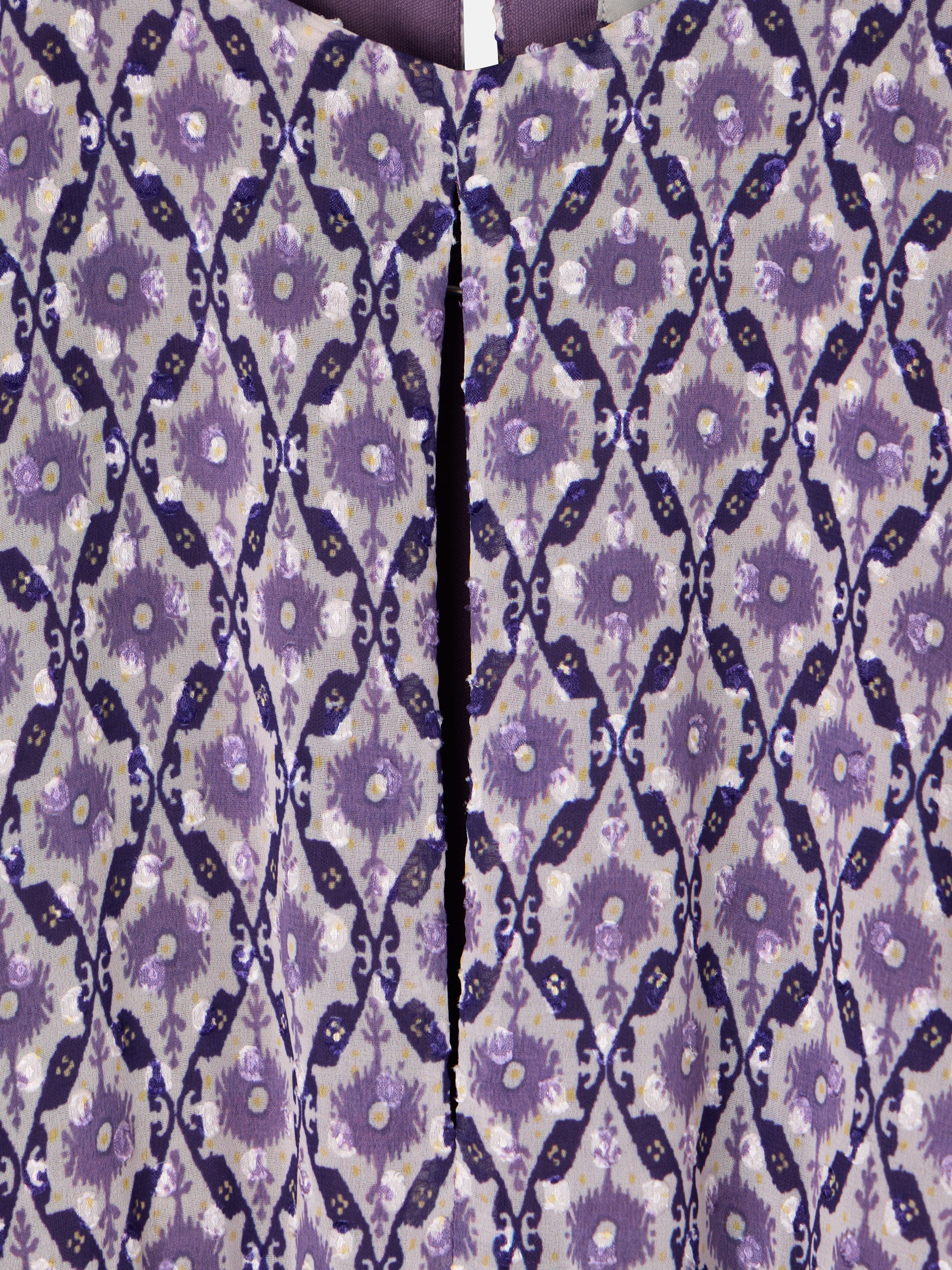 Vestido comprido franzido estampado malva