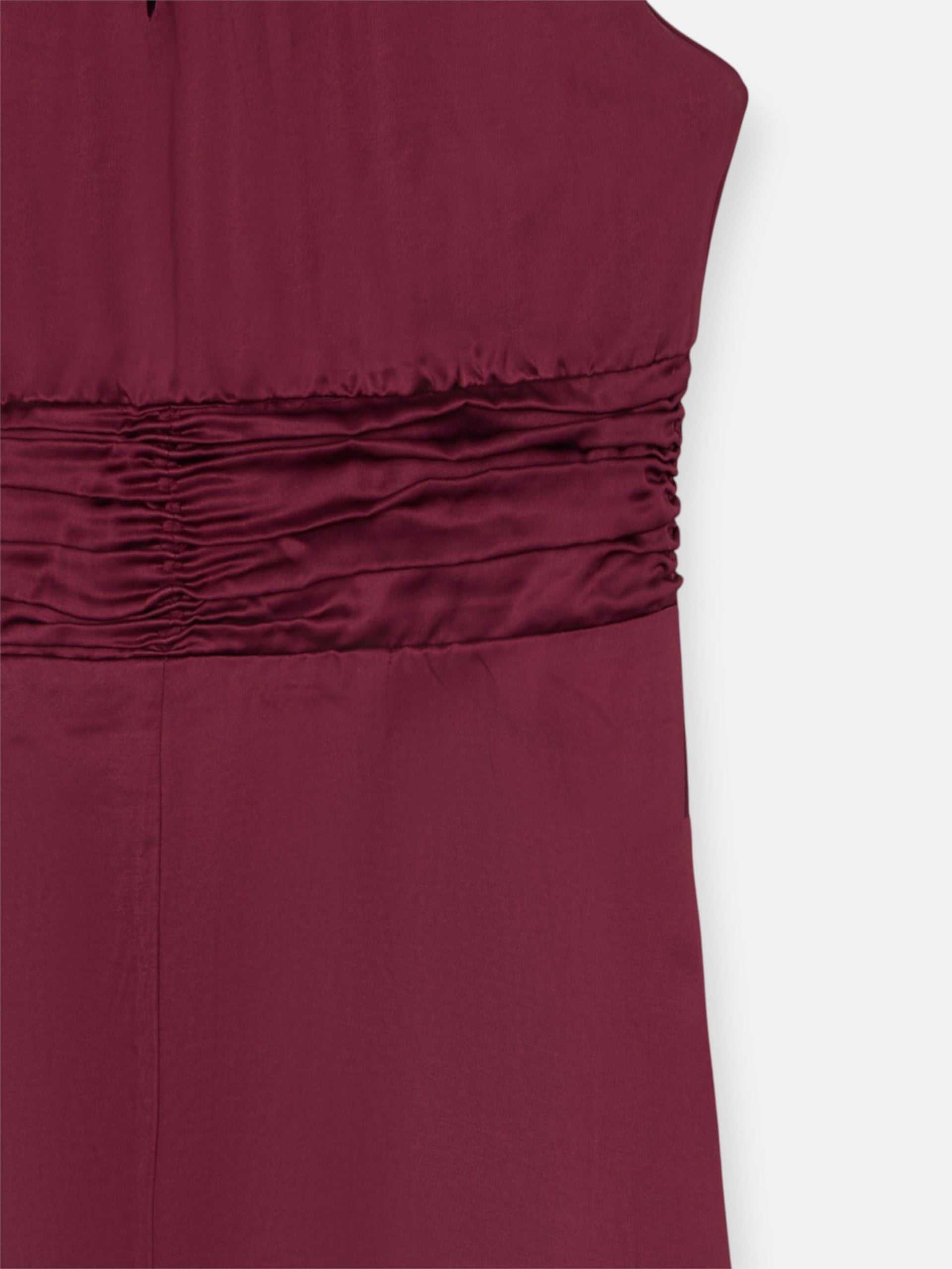 Vestido largo capa satinado burdeos