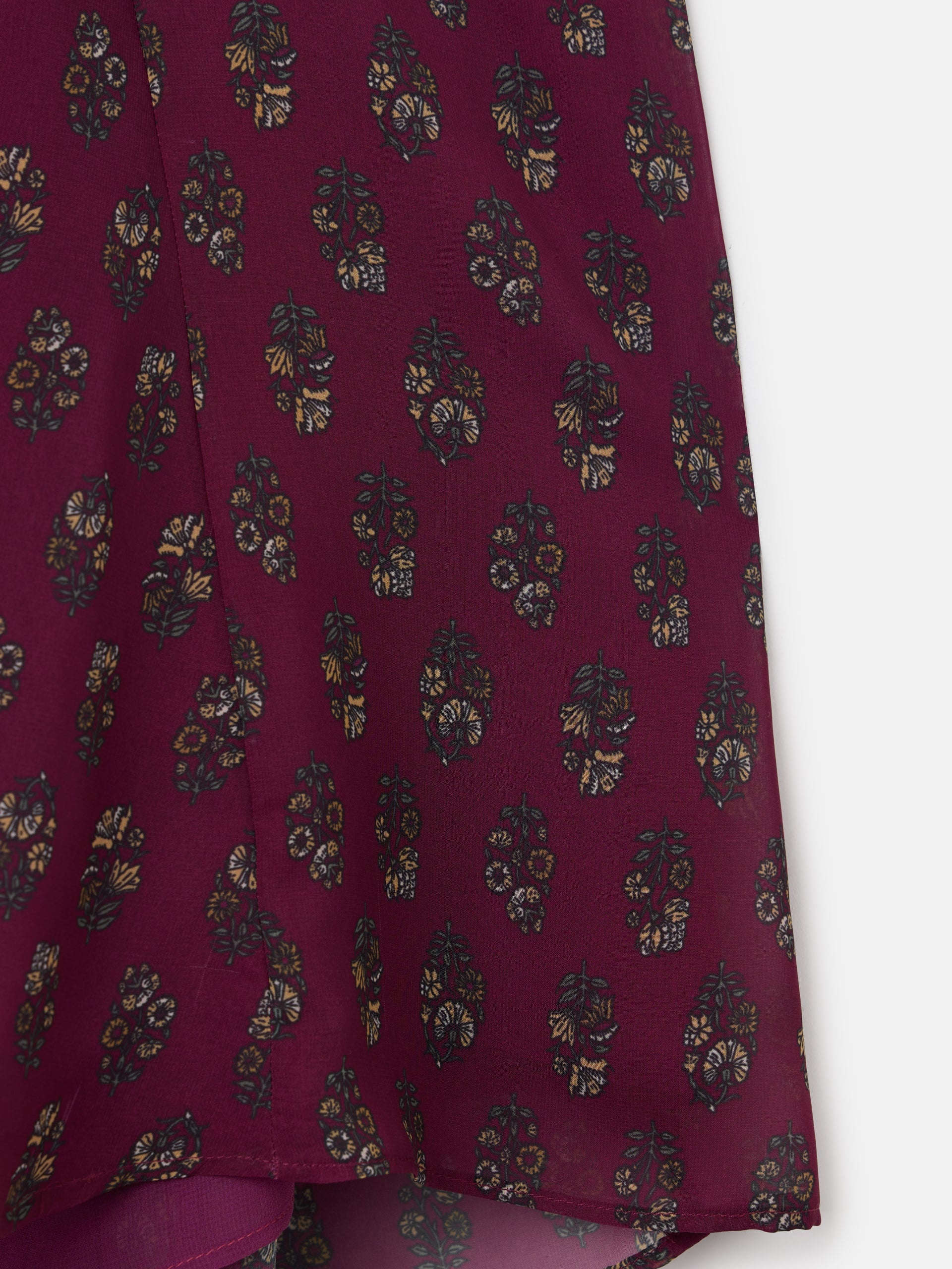 Falda midi estampado motivos burdeos