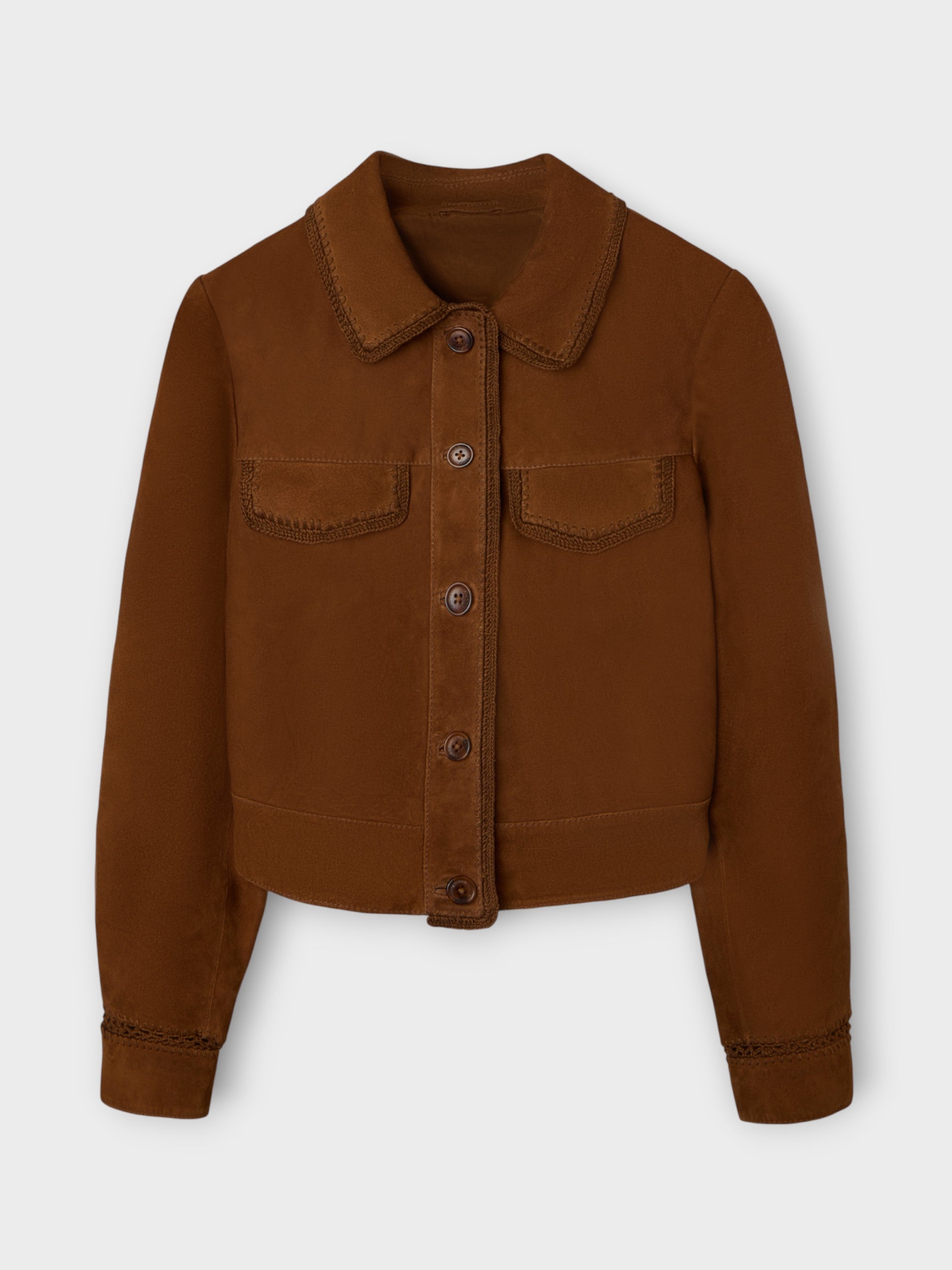 Casaco de camurça castanho