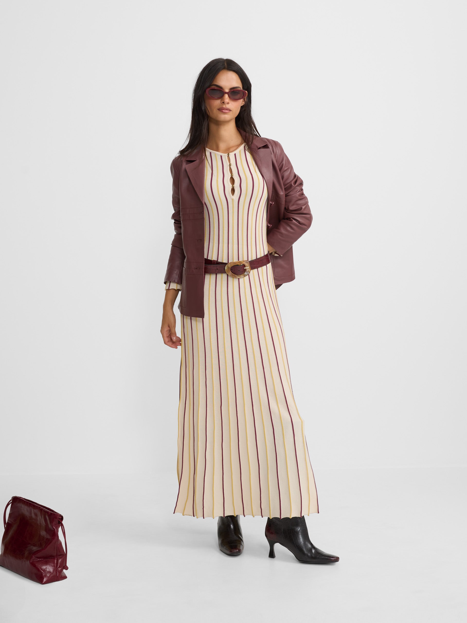 Burgundy leather blazer