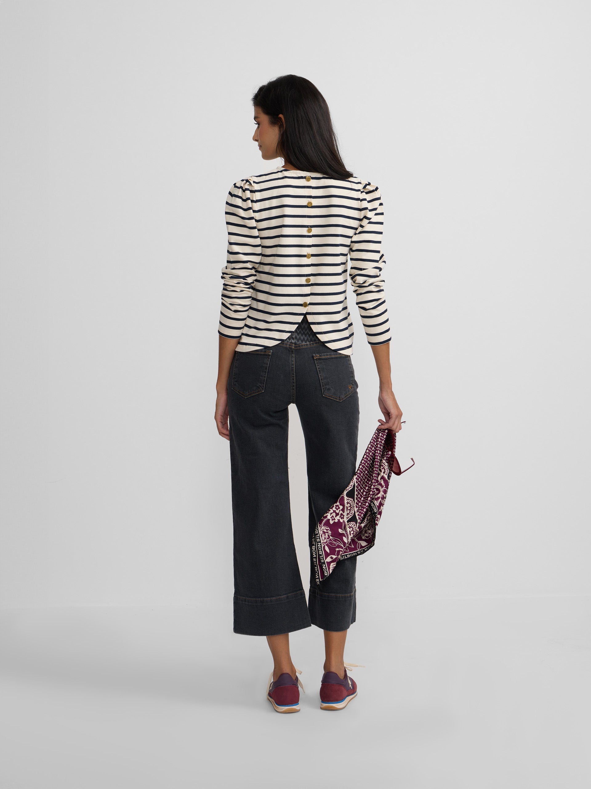 Pantalon denim espiga estampado gris