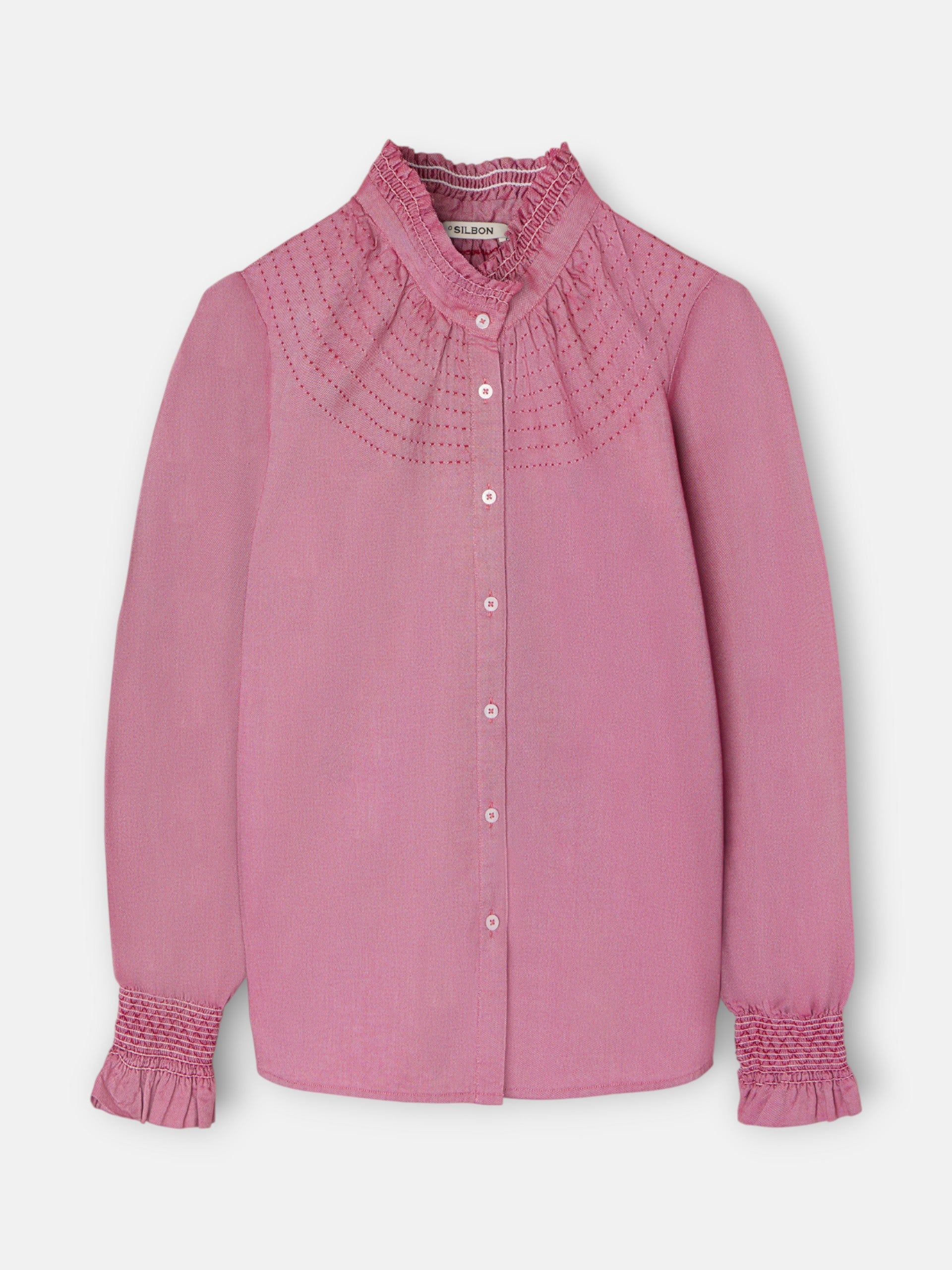 Camisa punho franzido bordô