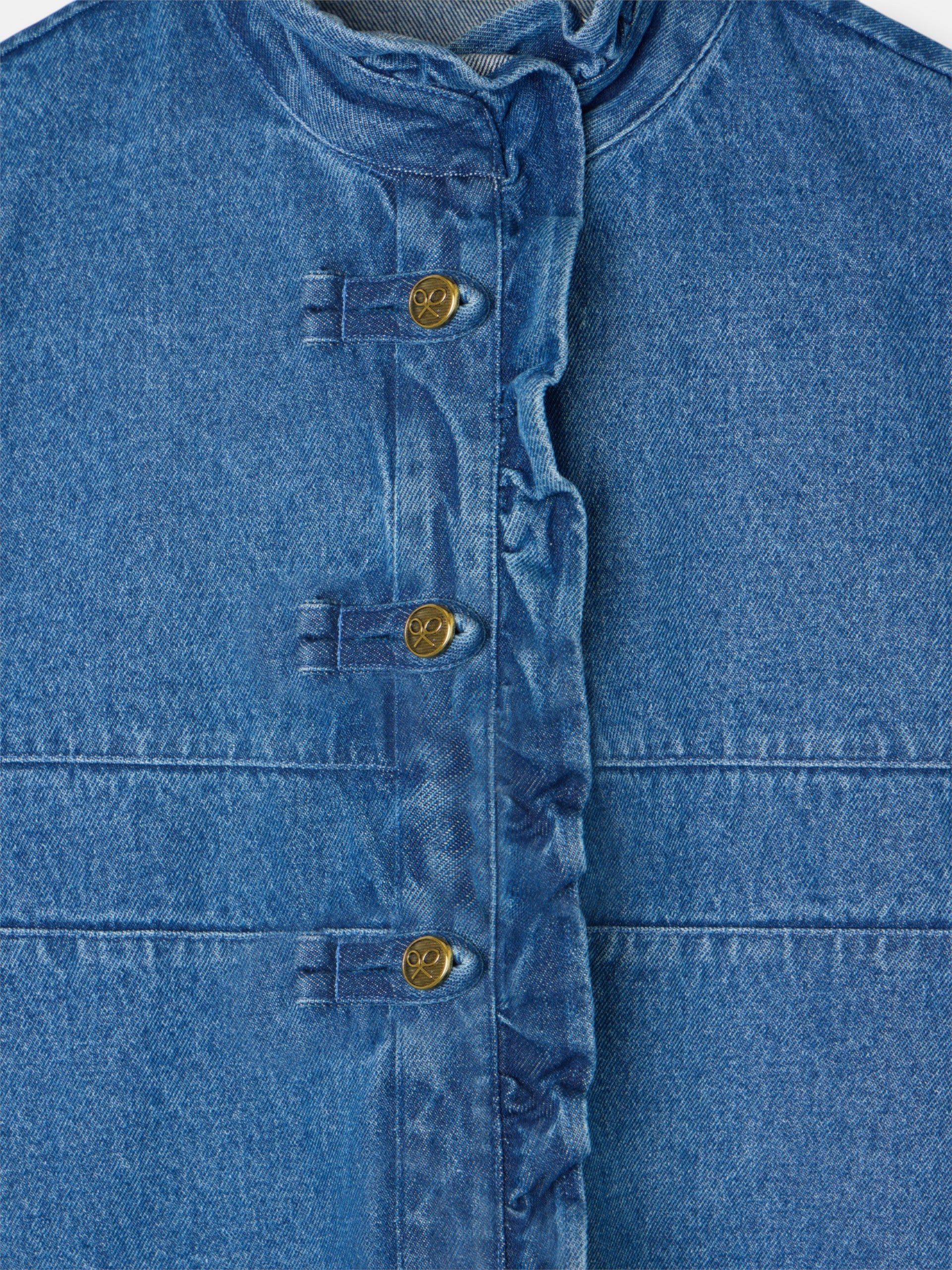 Chemise à volants et revers en jean