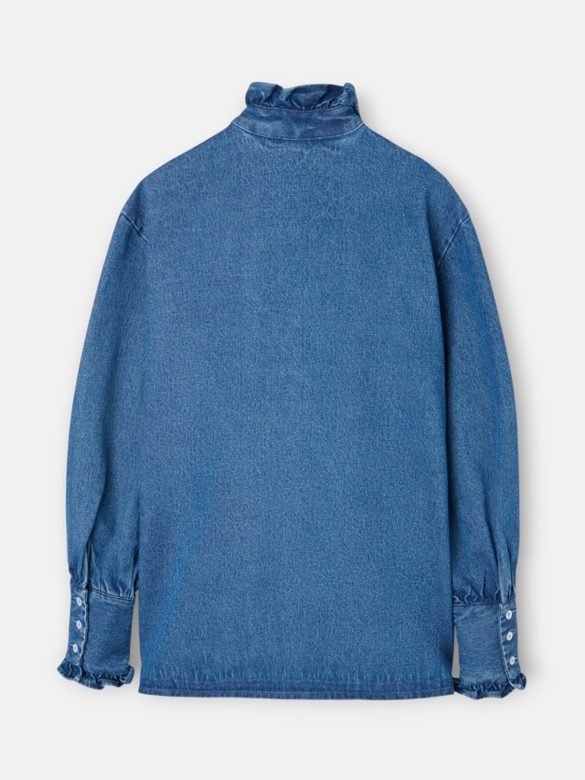 Chemise à volants et revers en jean