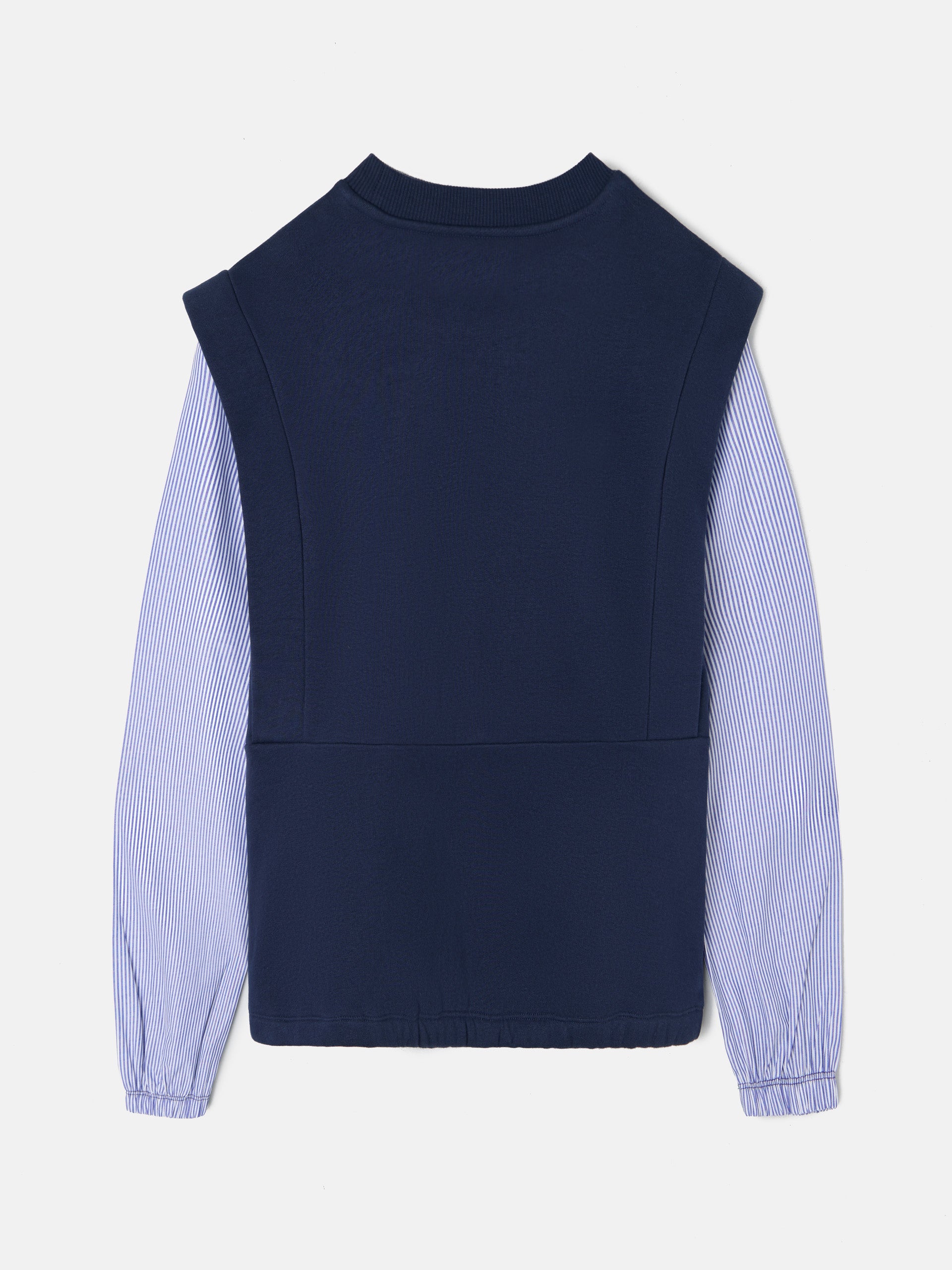 Women's sweatshirt with navy blue knitted sleeves