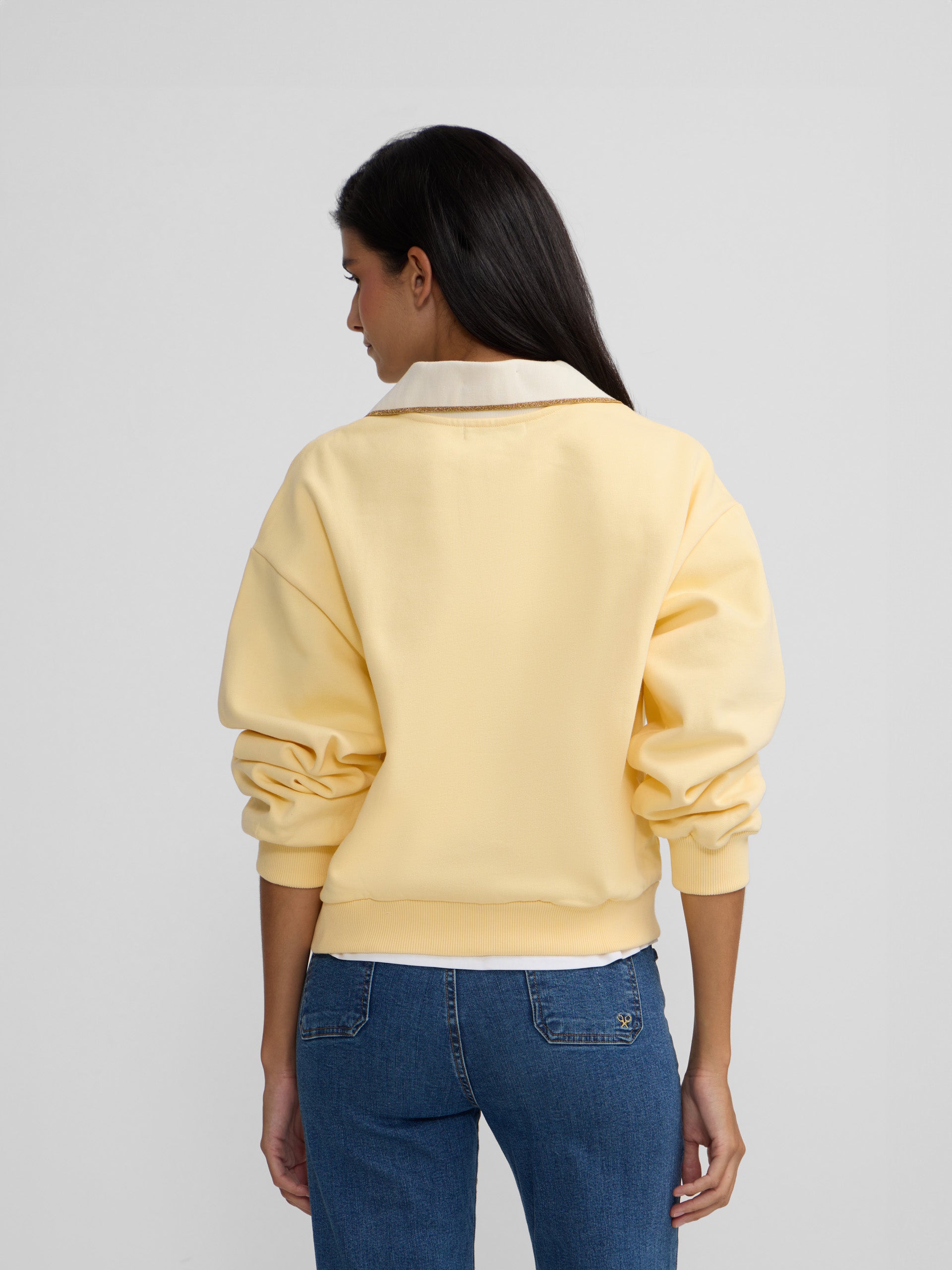 Sudadera woman cuello polo amarilla