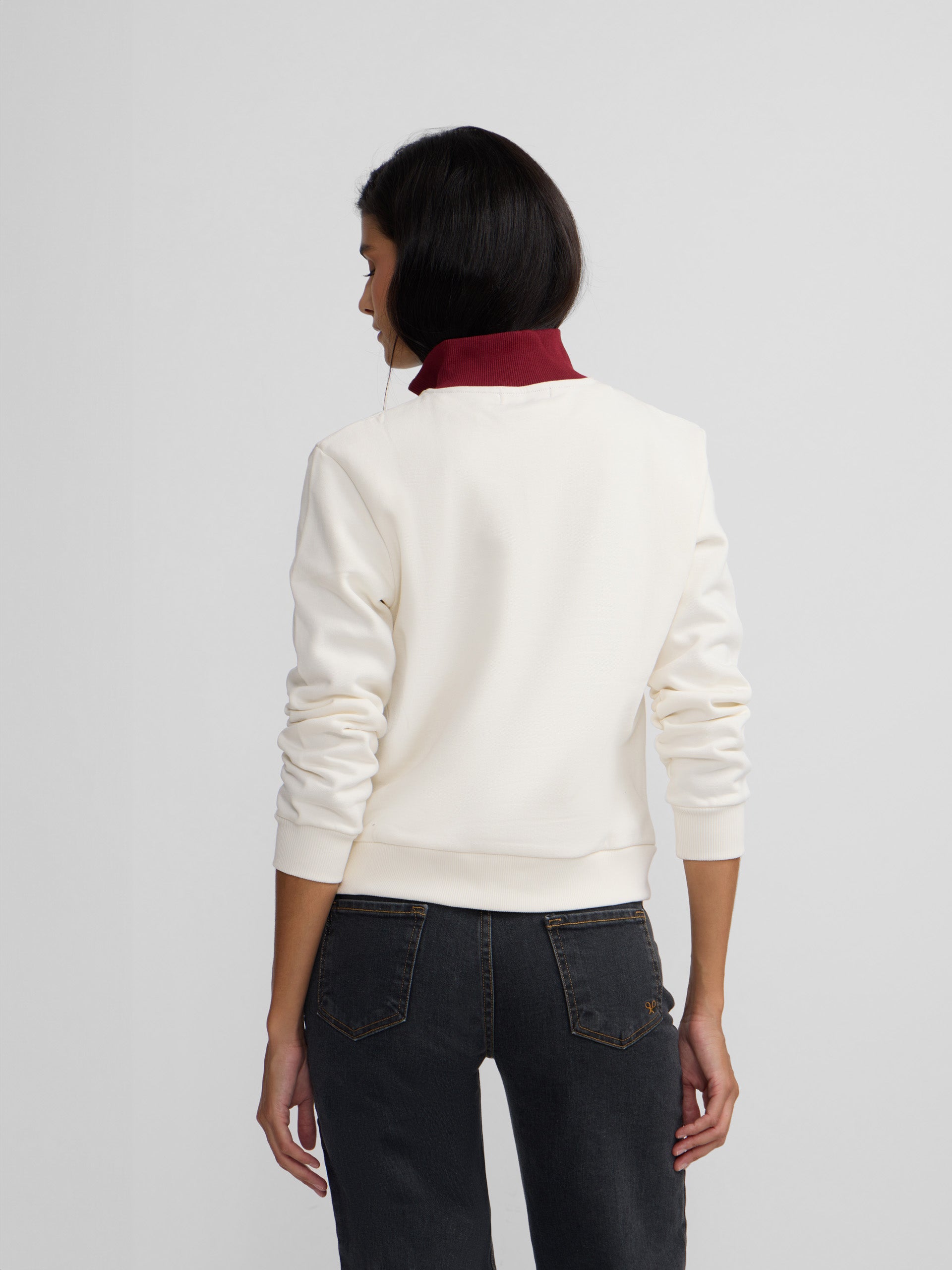 Women's retro silbon raw sweatshirt