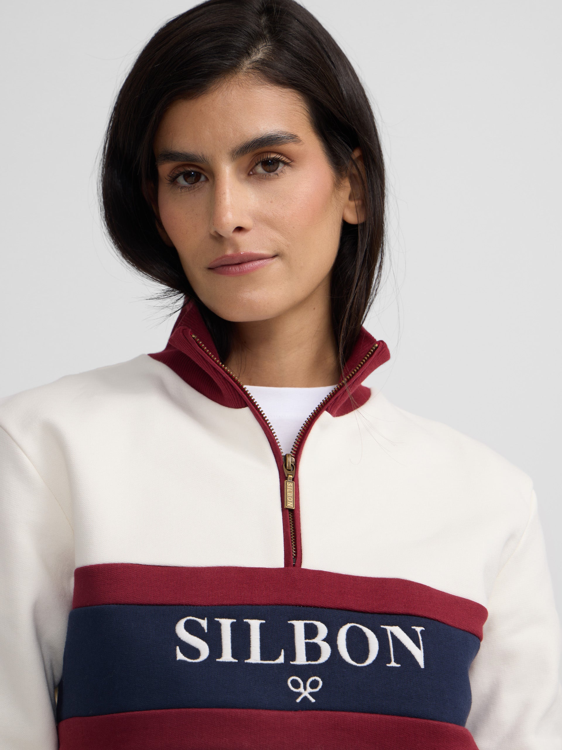 Women's retro silbon raw sweatshirt