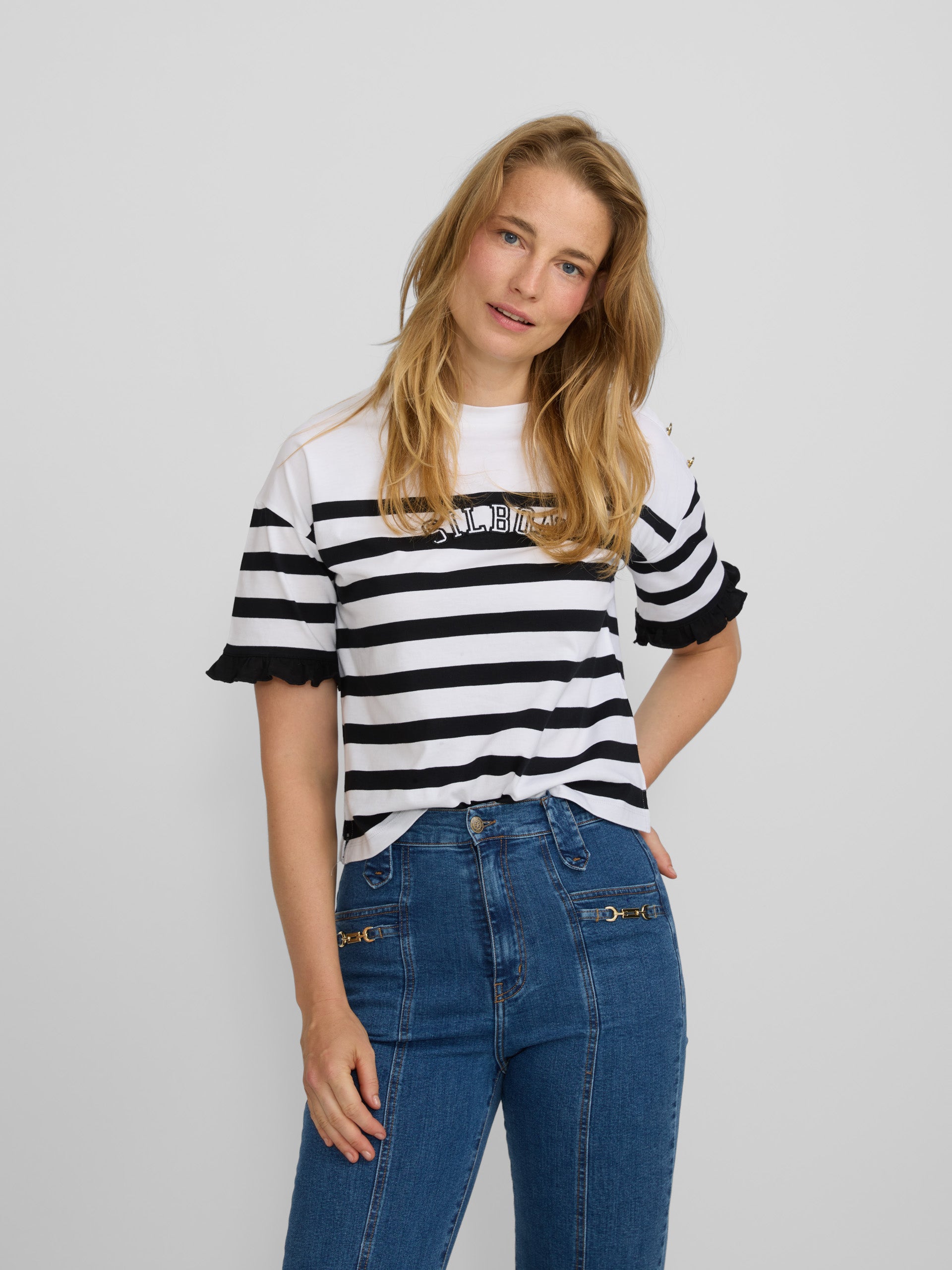 Camisola mulher riscas preta e branca