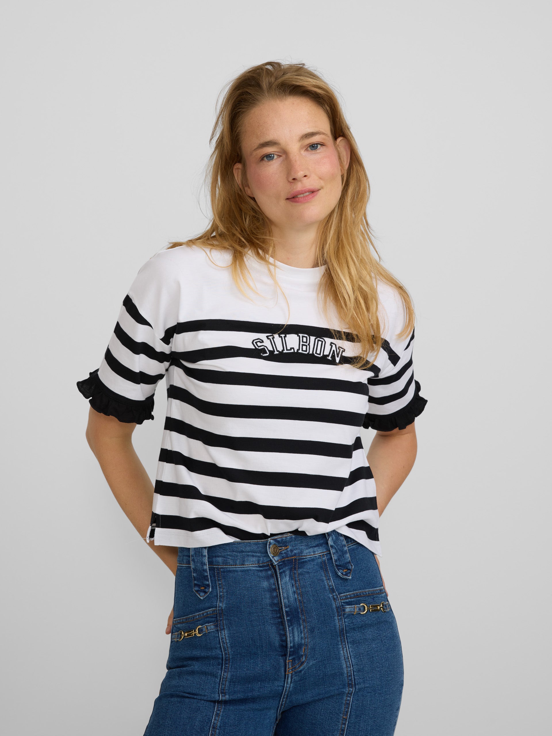 Camisola mulher riscas preta e branca