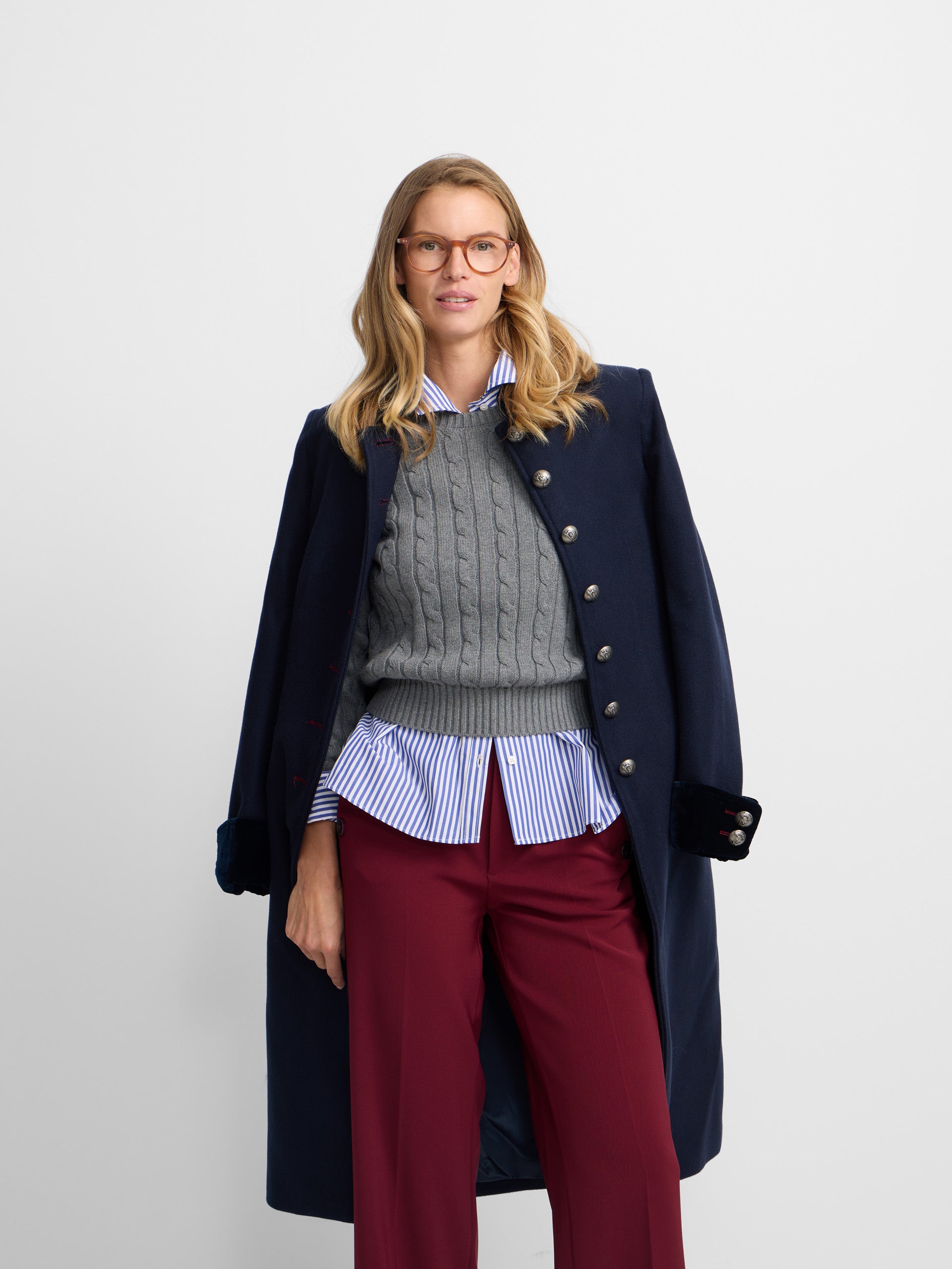 Long navy blue sailor coat