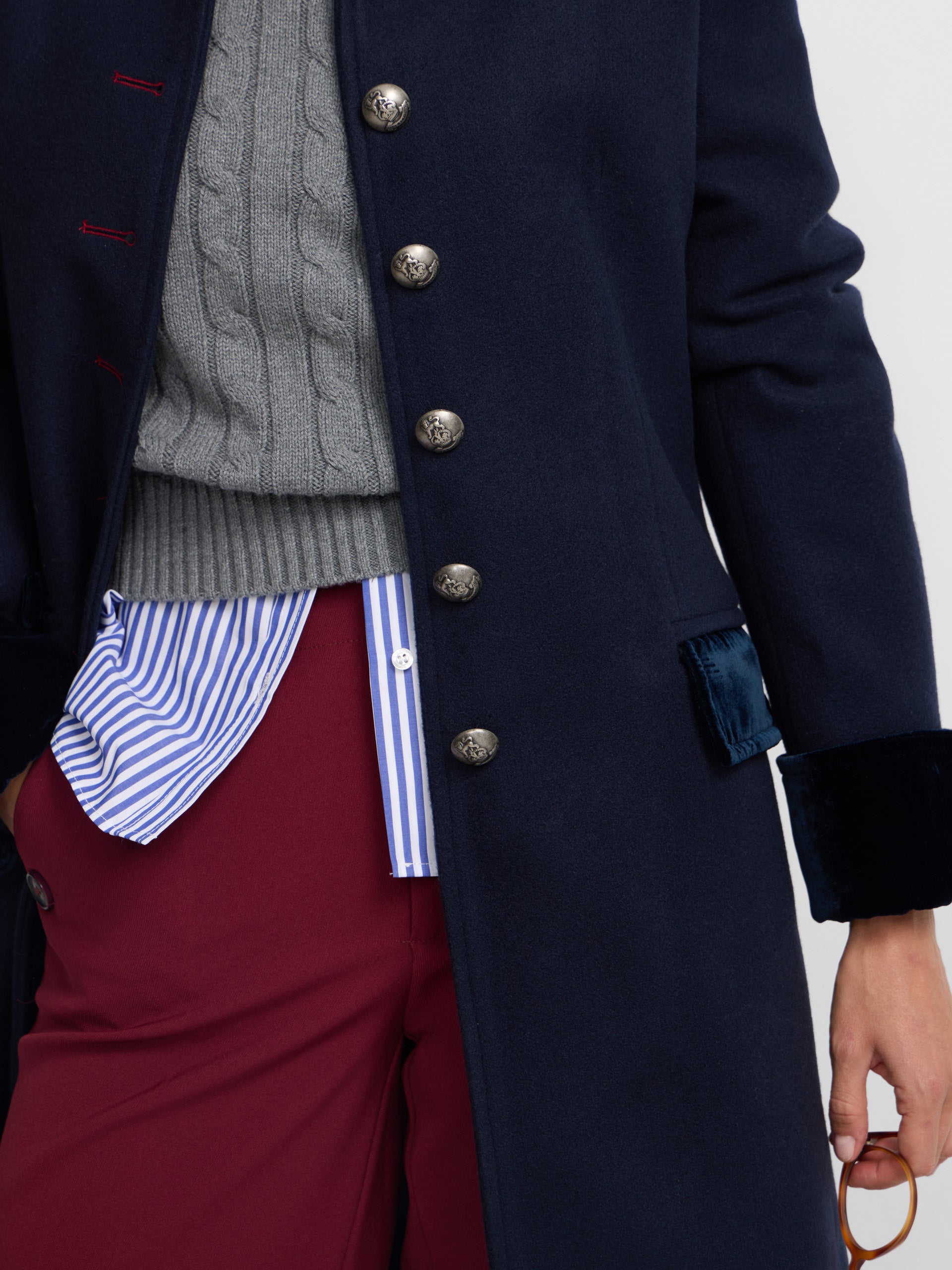 Long navy blue sailor coat