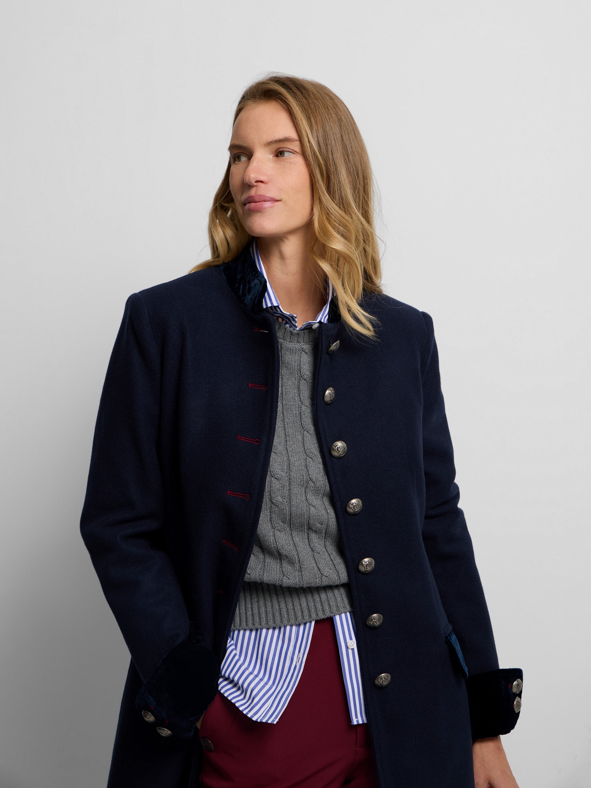 Long navy blue sailor coat