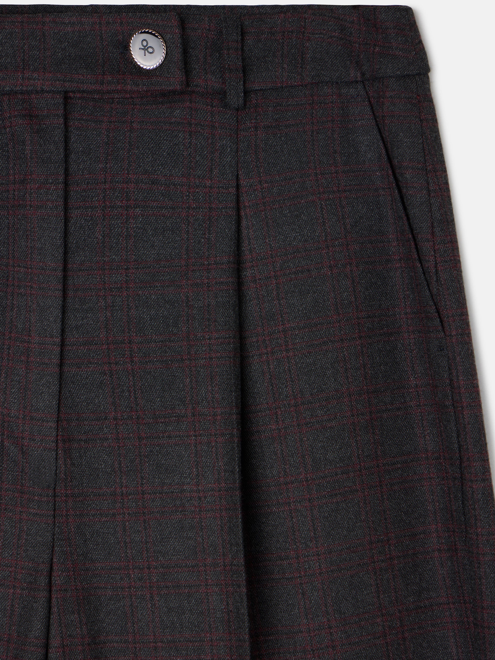 Gray and burgundy checked dress pants