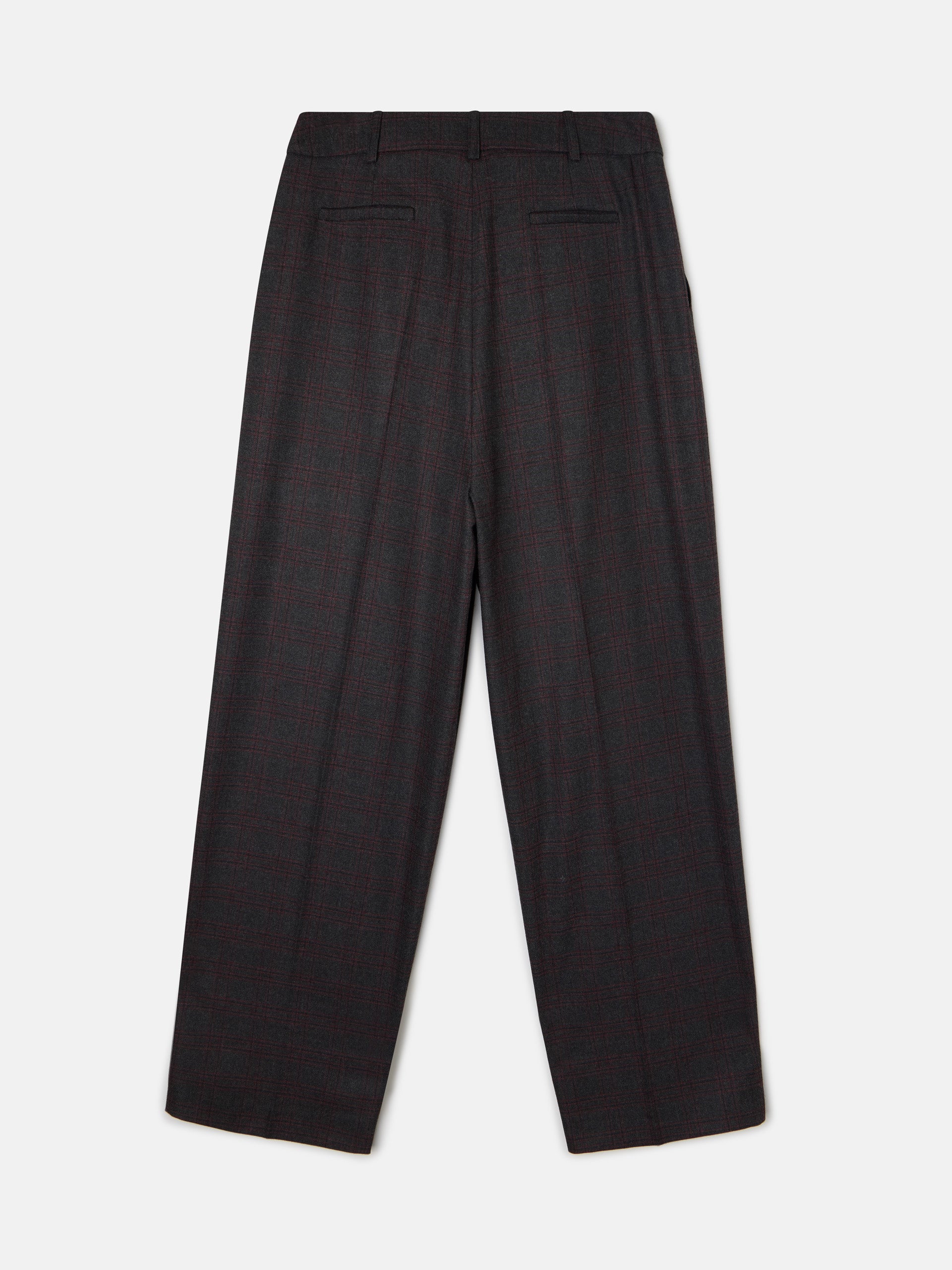 Gray and burgundy checked dress pants