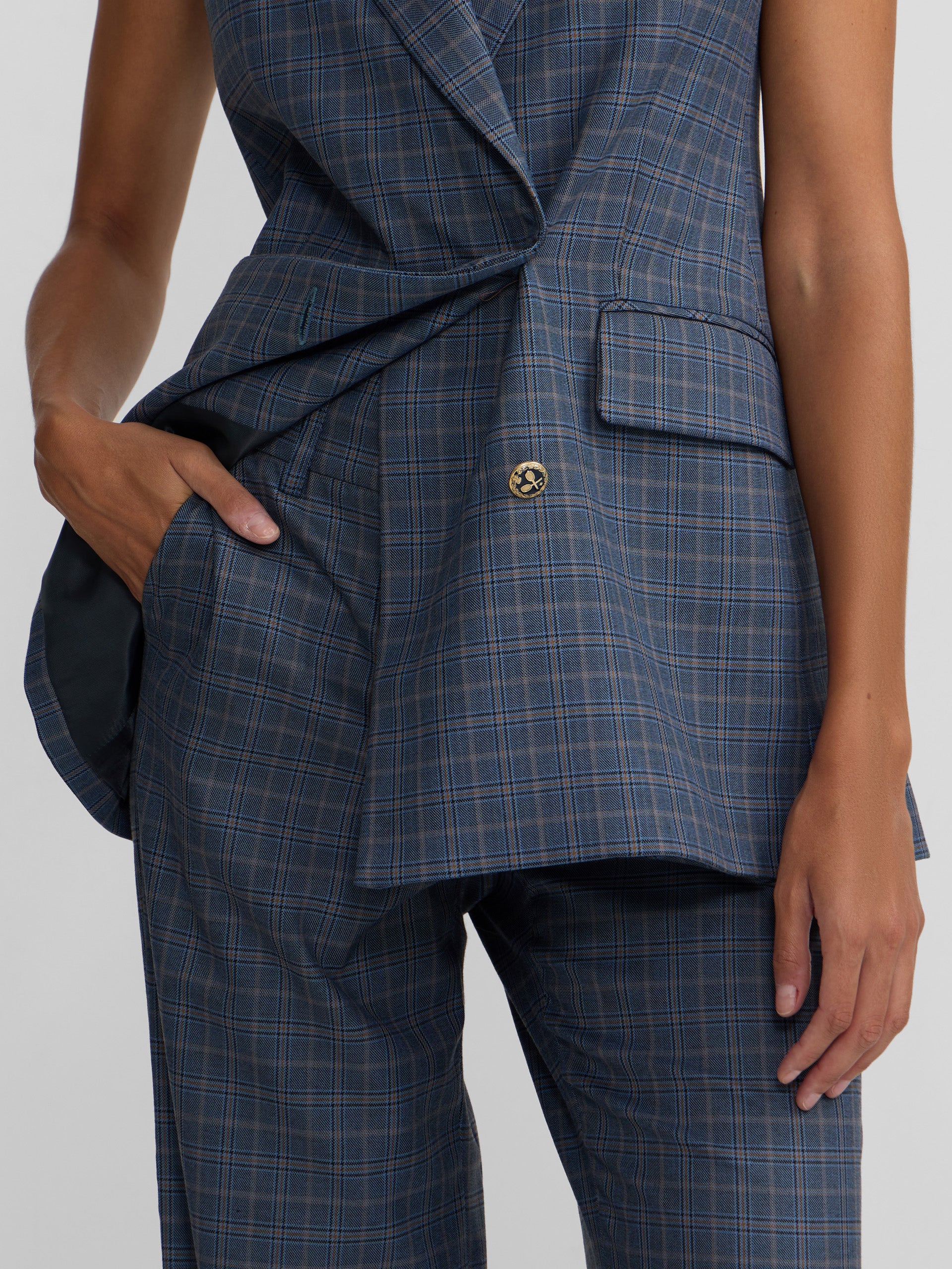 Blue checked dress pants