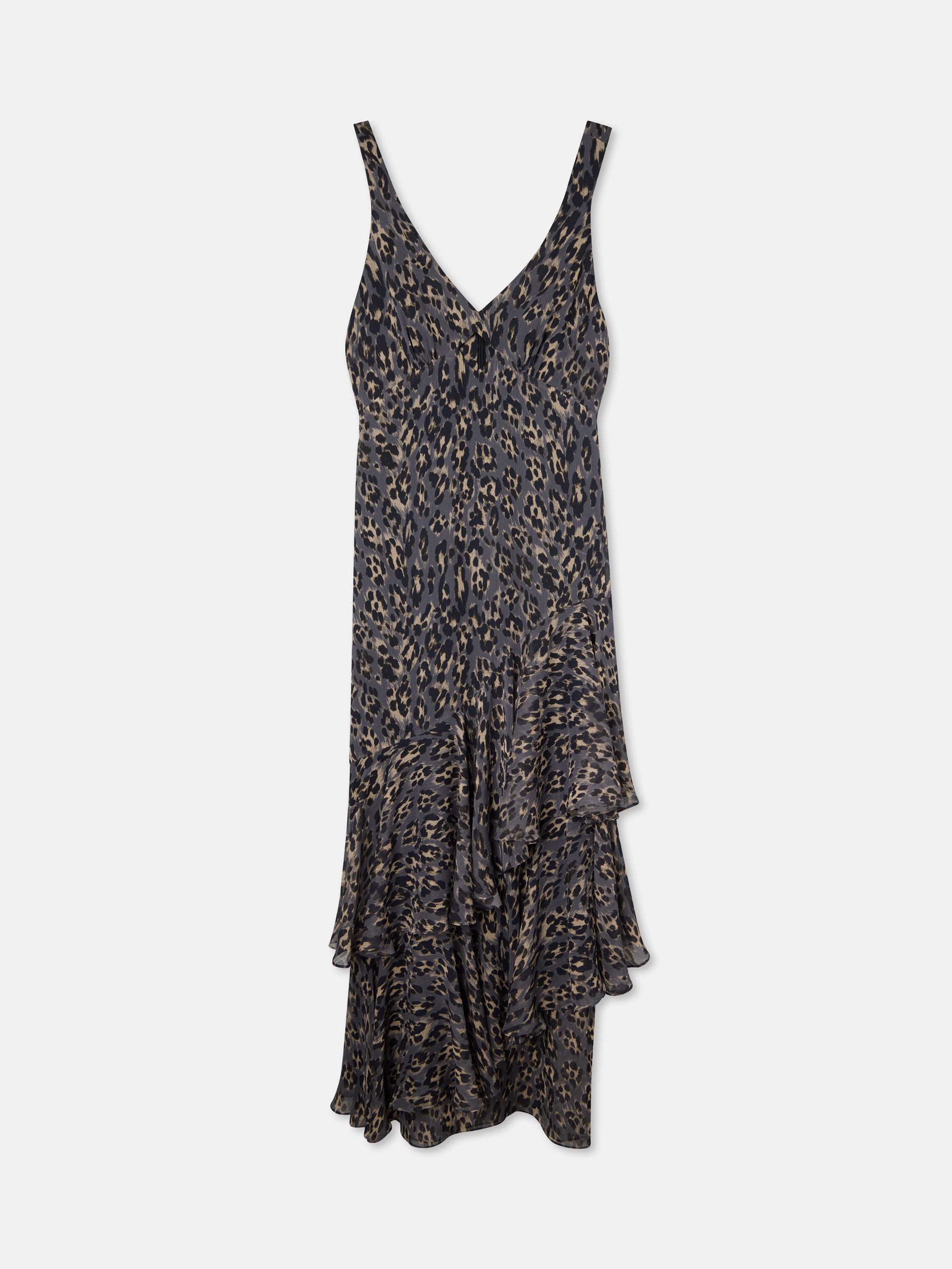 Vestido comprido estampado animal print azul