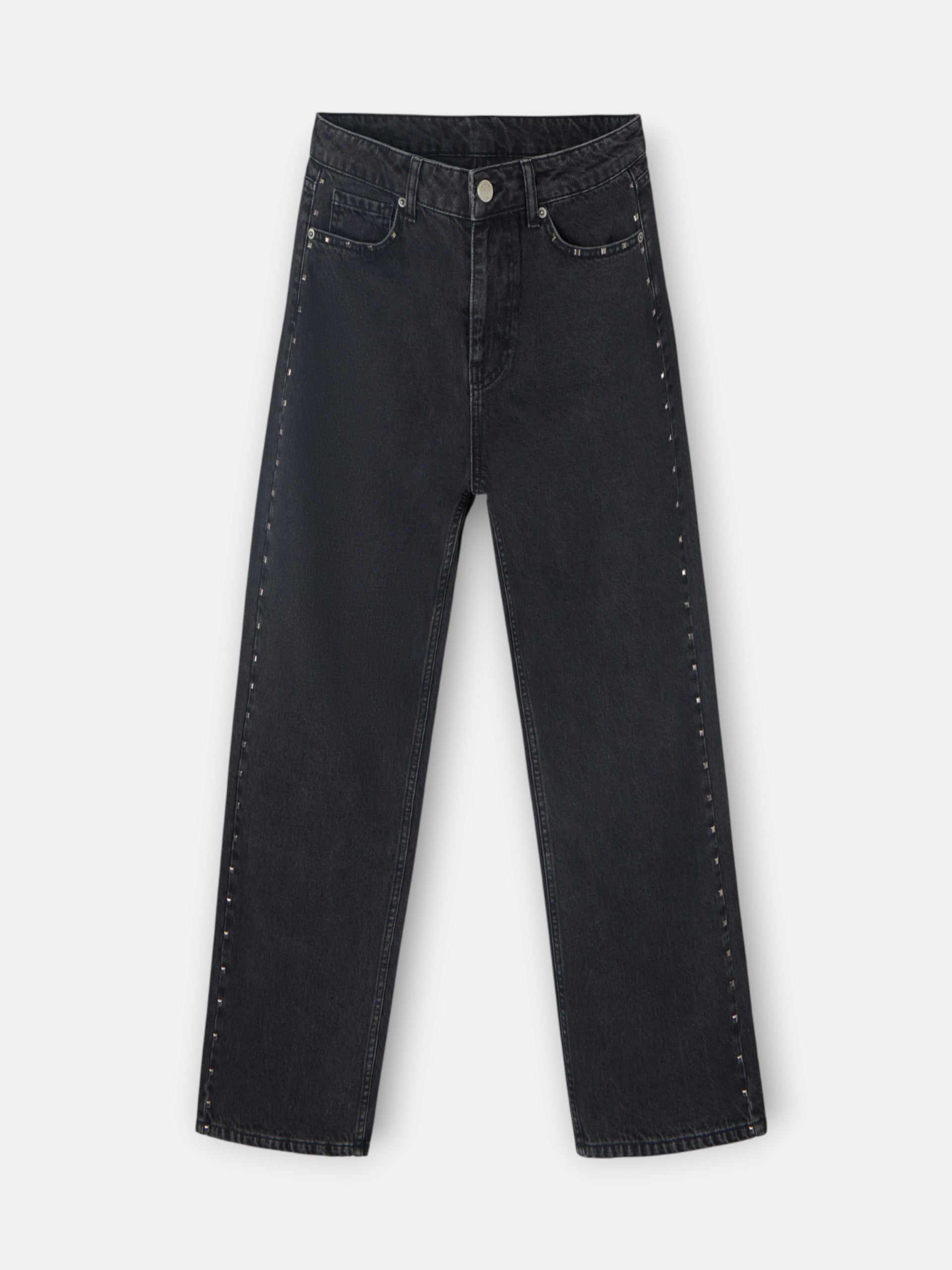 Pantalon denim tachas gris