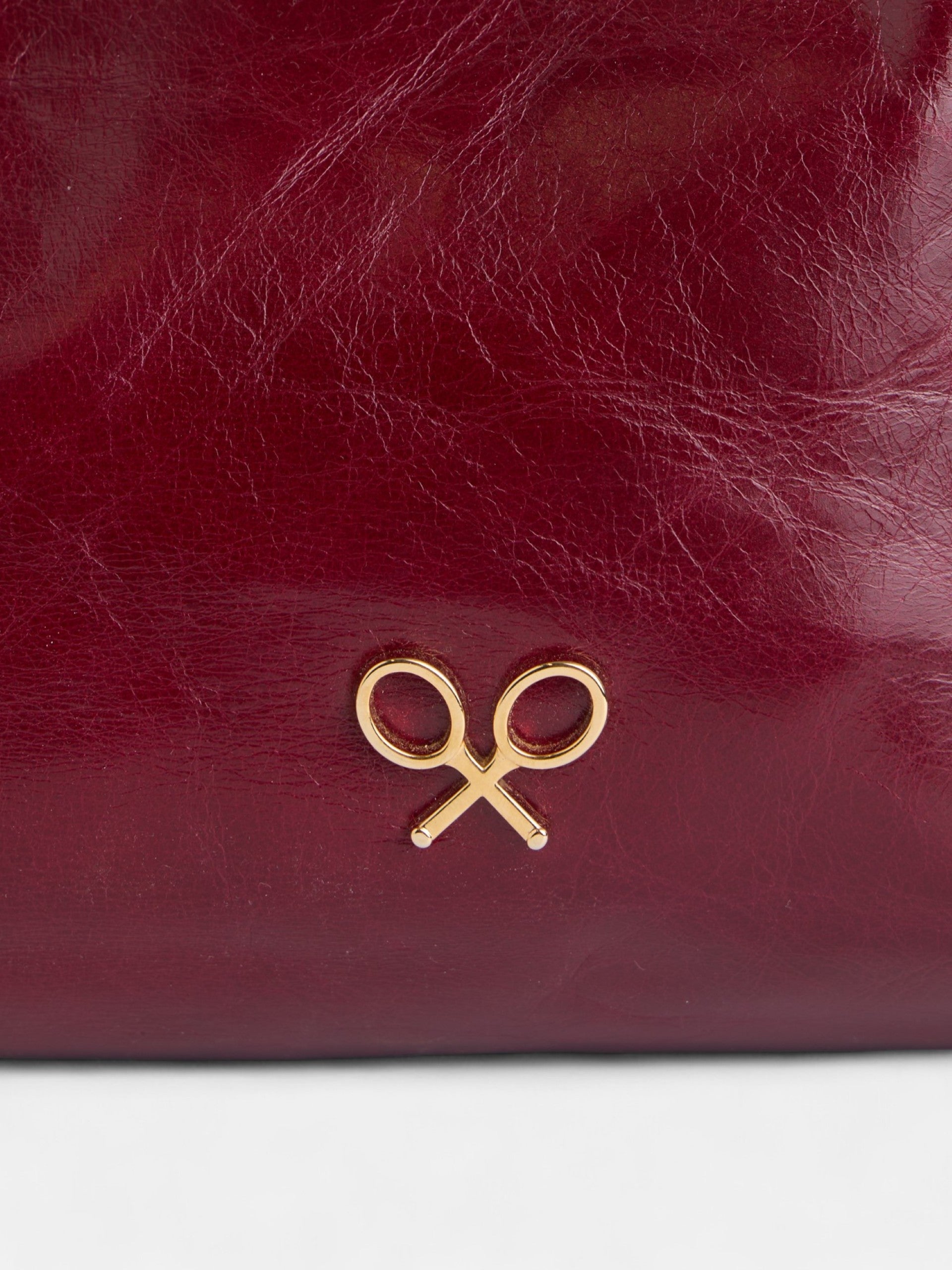 Bolso fruncido piel burdeos