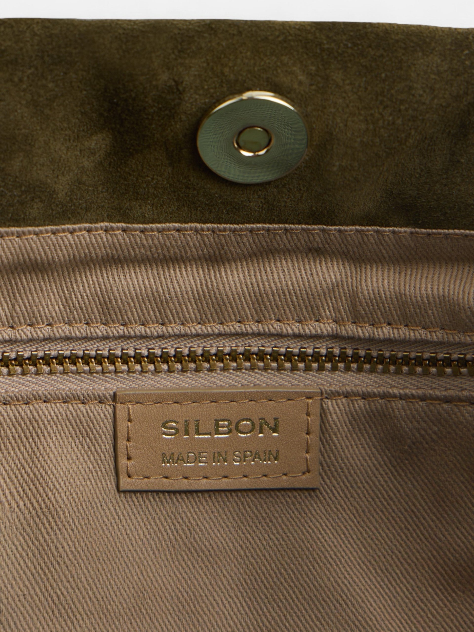 Green suede leather gathered bag