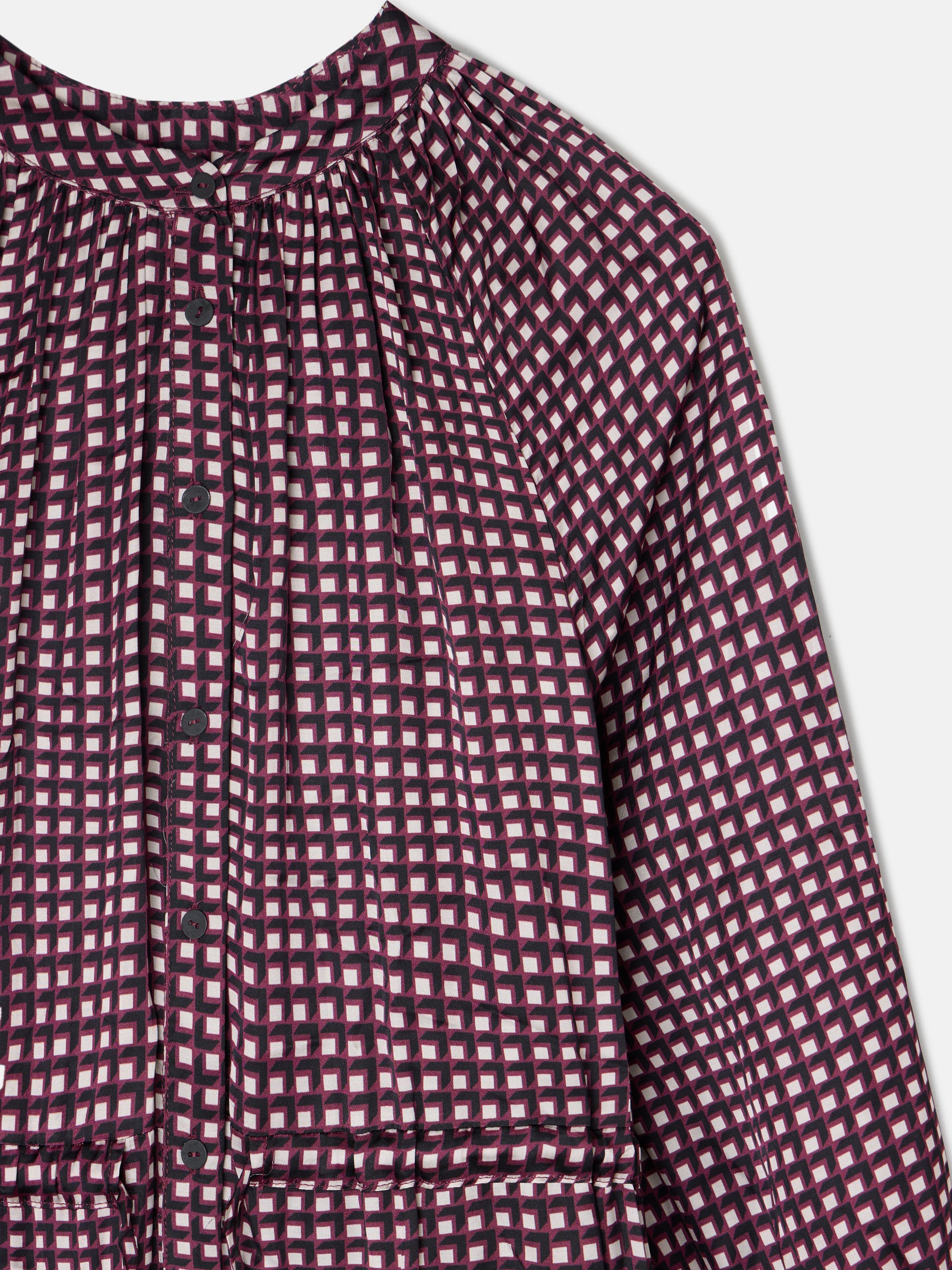 Vestido largo estampado geometrico morados