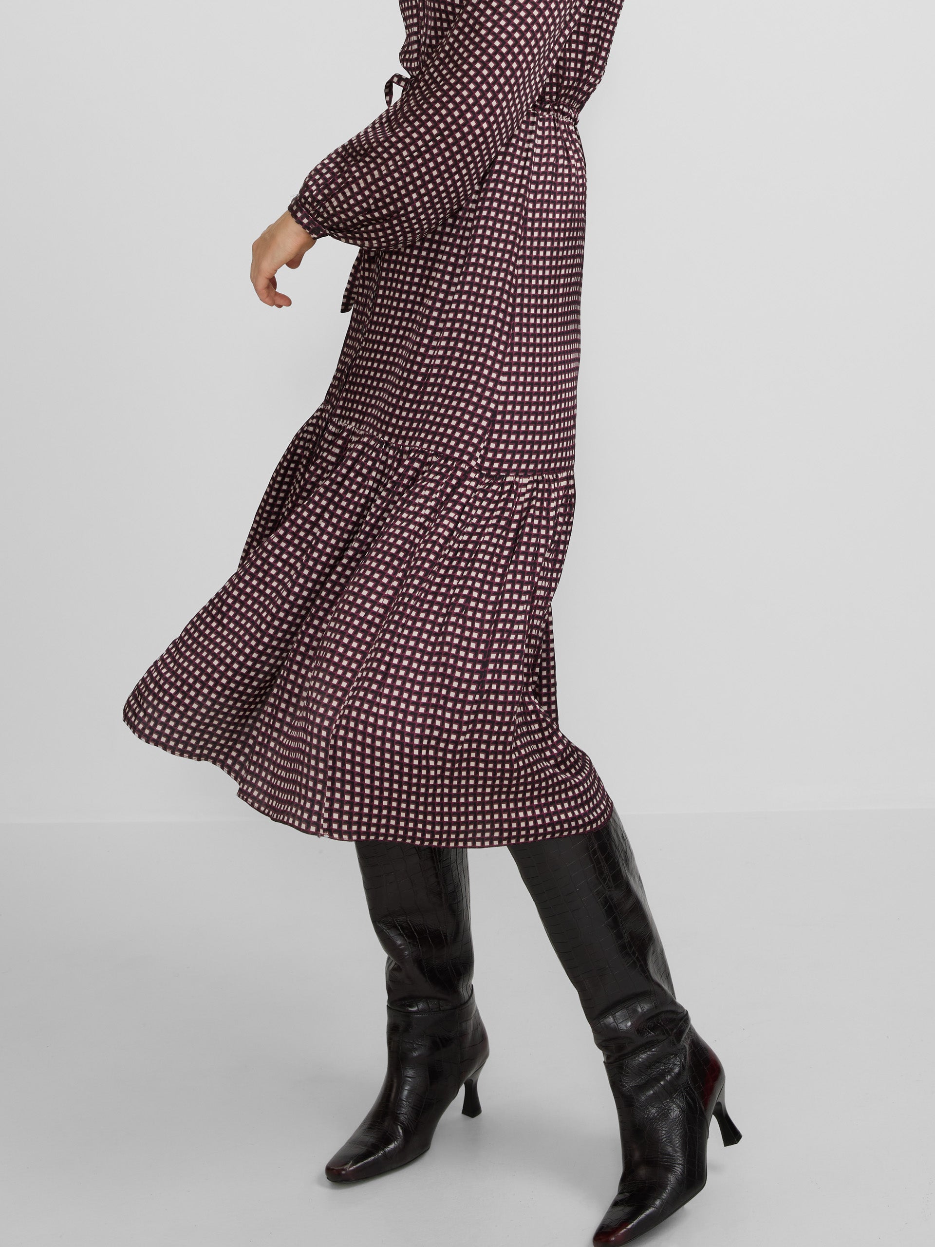 Vestido largo estampado geometrico morados