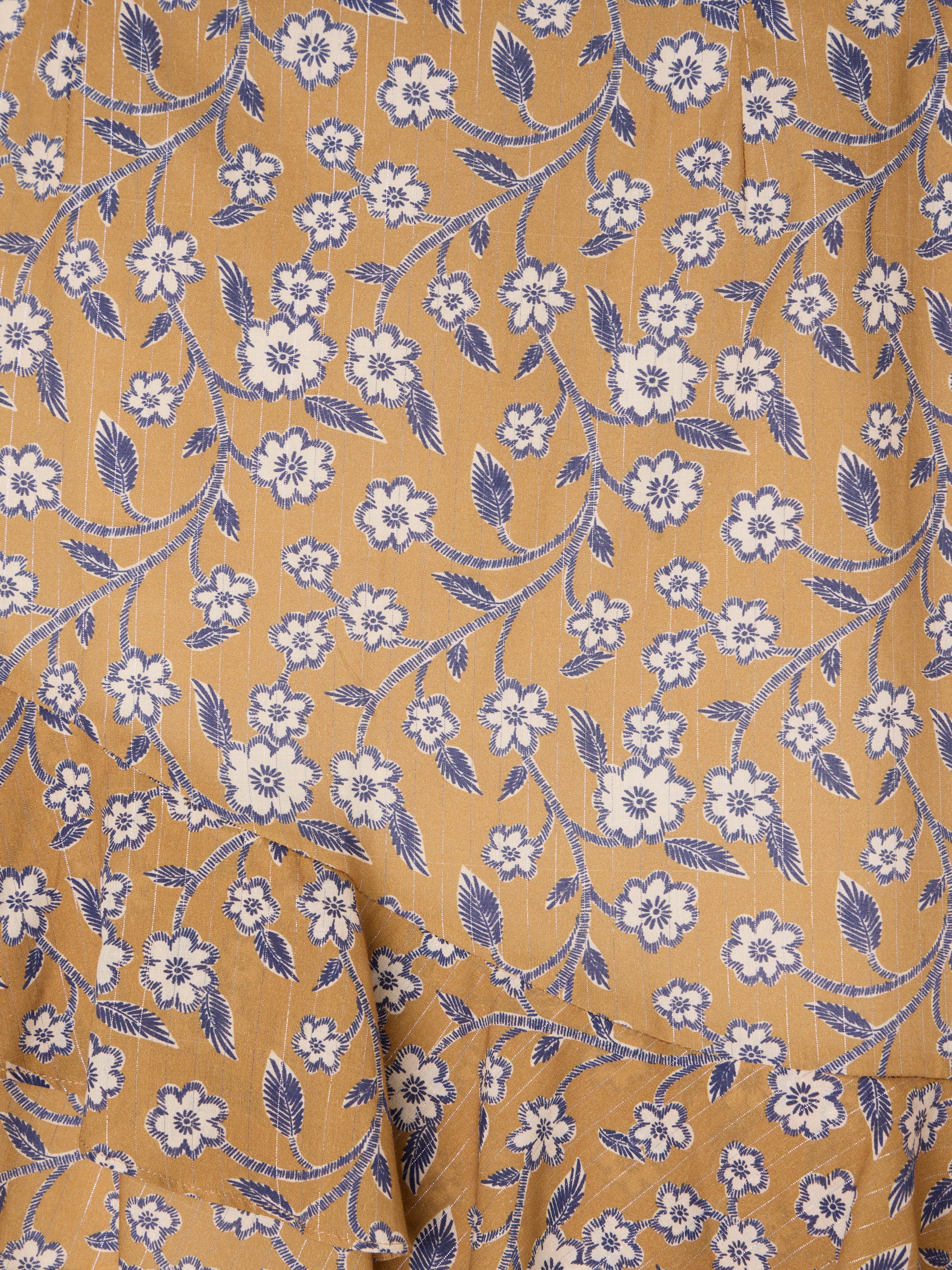 Saia mini estampada com flores camel