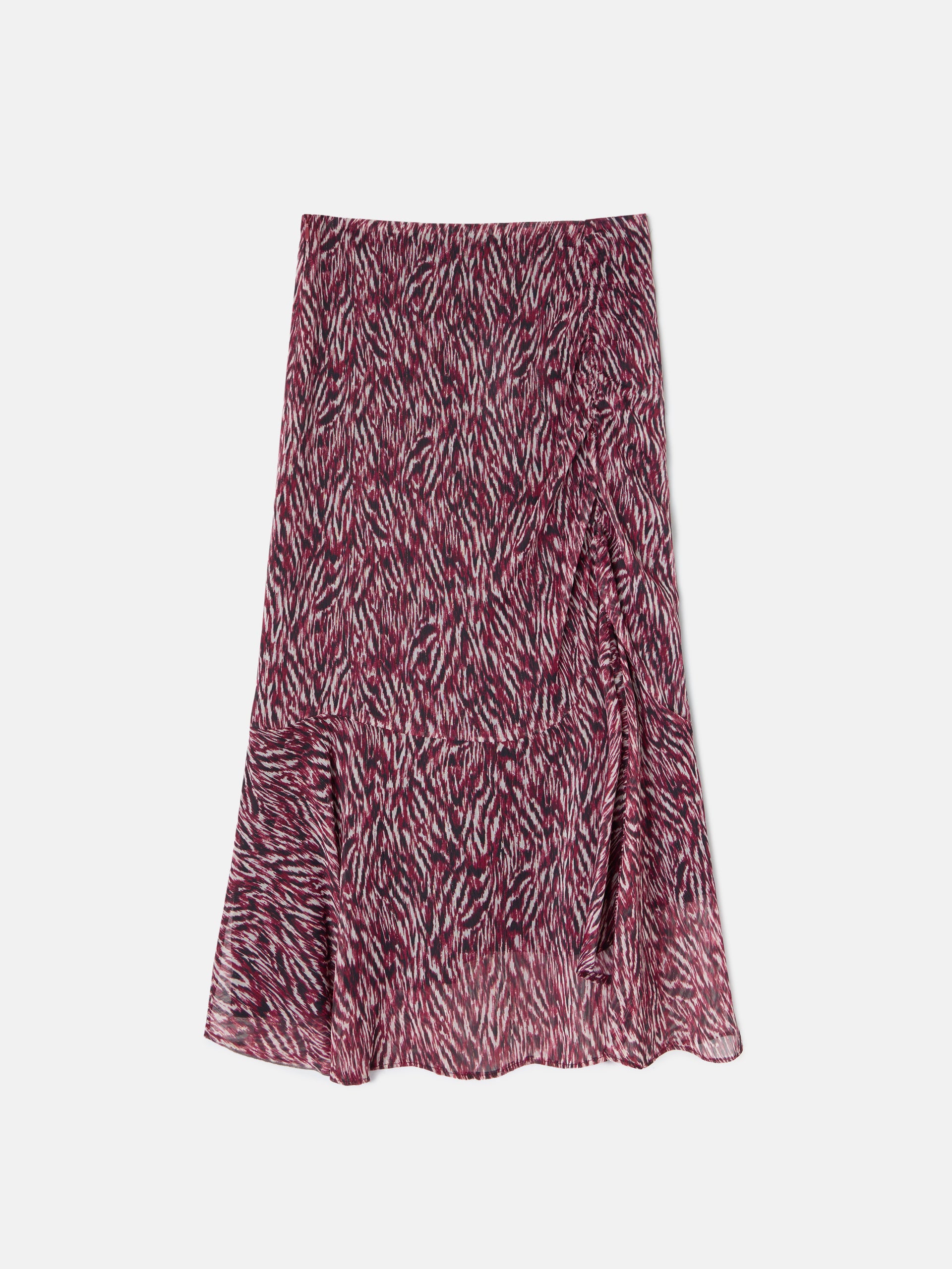 Falda midi estampado animal print burdeos